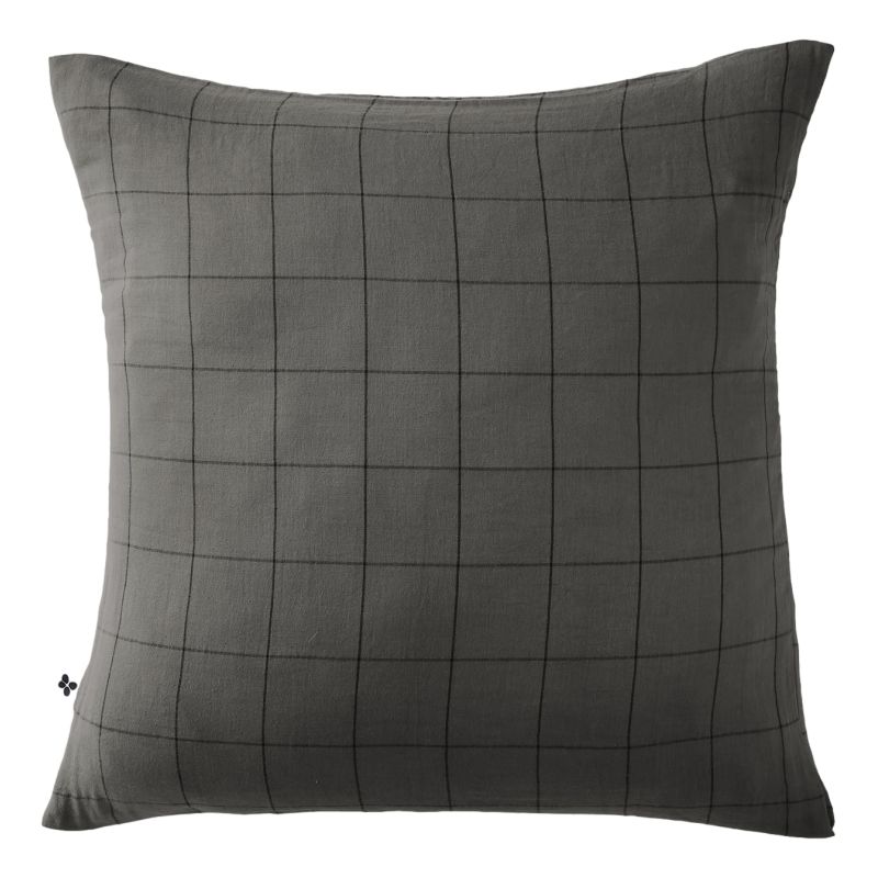 Cotton percale pillow case L'EFFET PAPILLON Grey