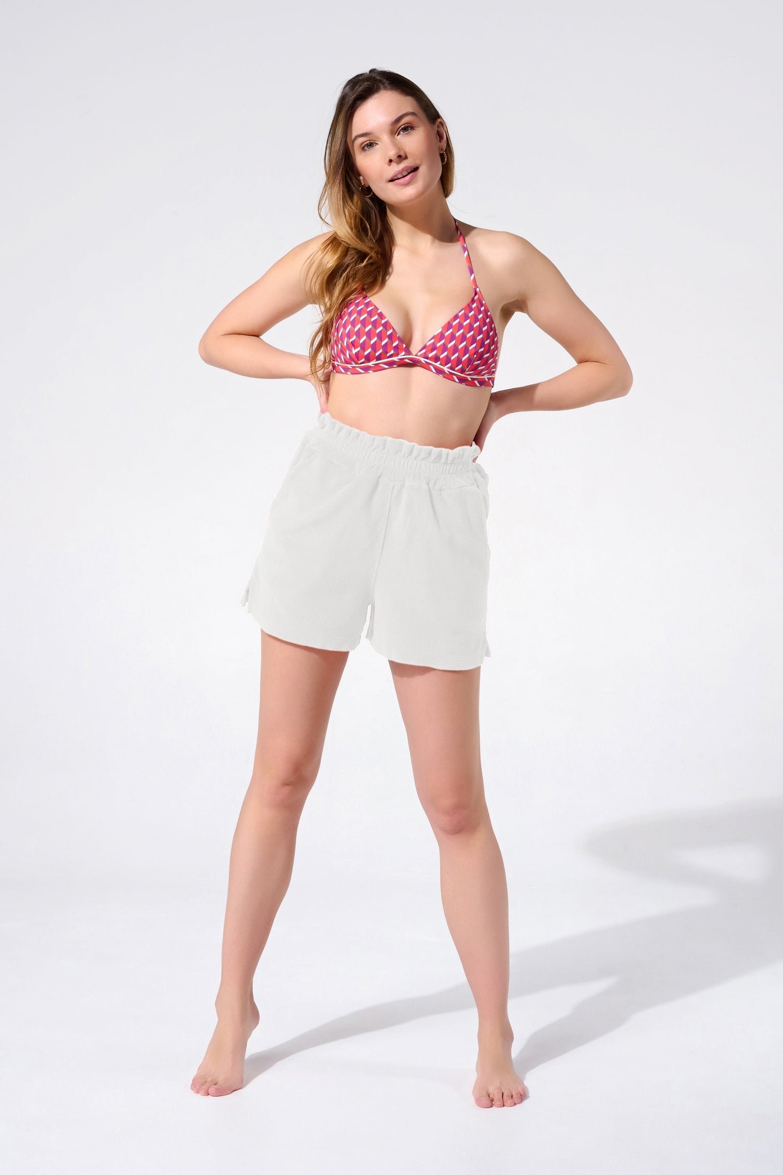 Plain swim shorts with elasticated waistband APNEE Khaki