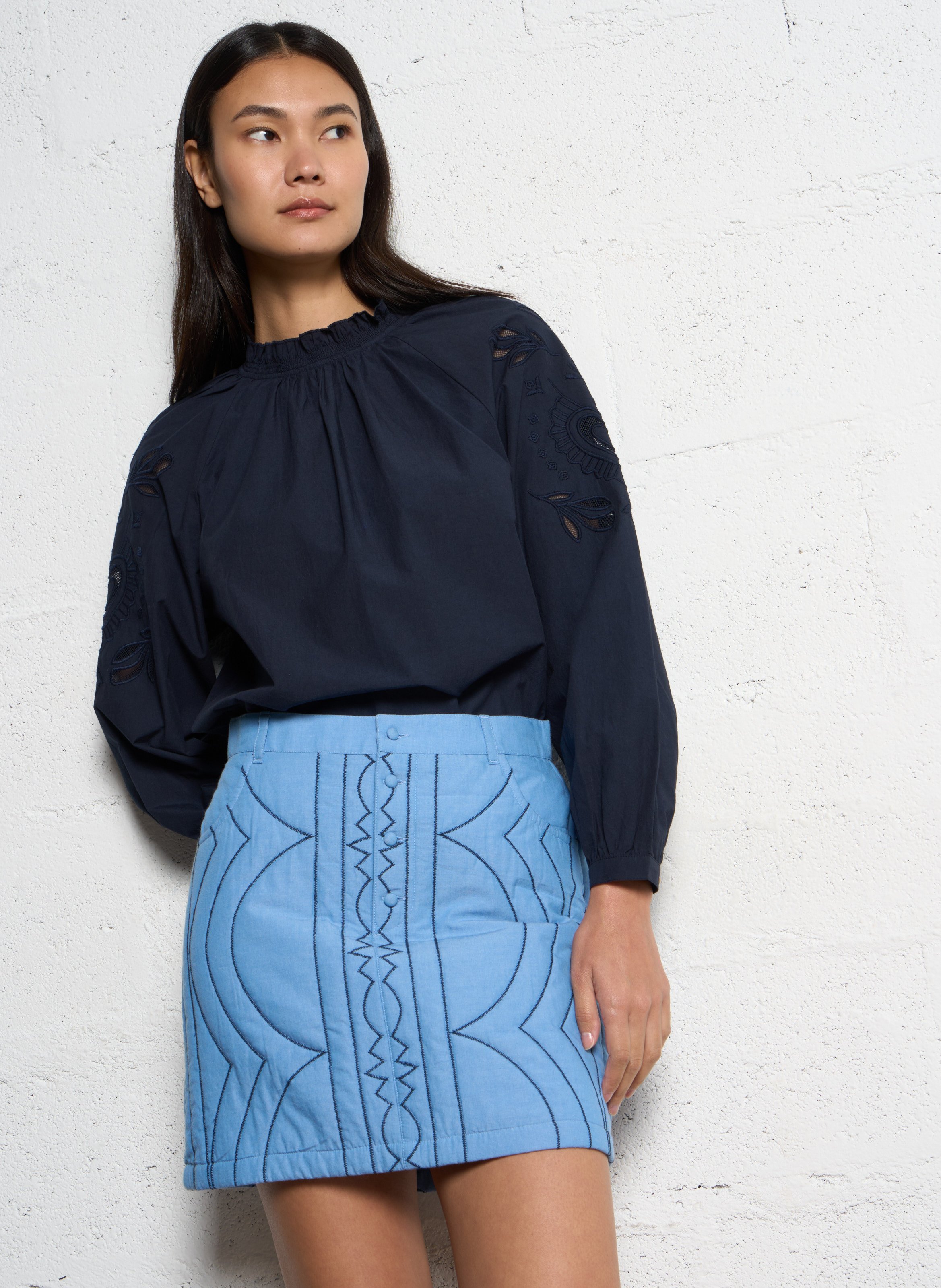 Straight cotton blouse I CODE Blue