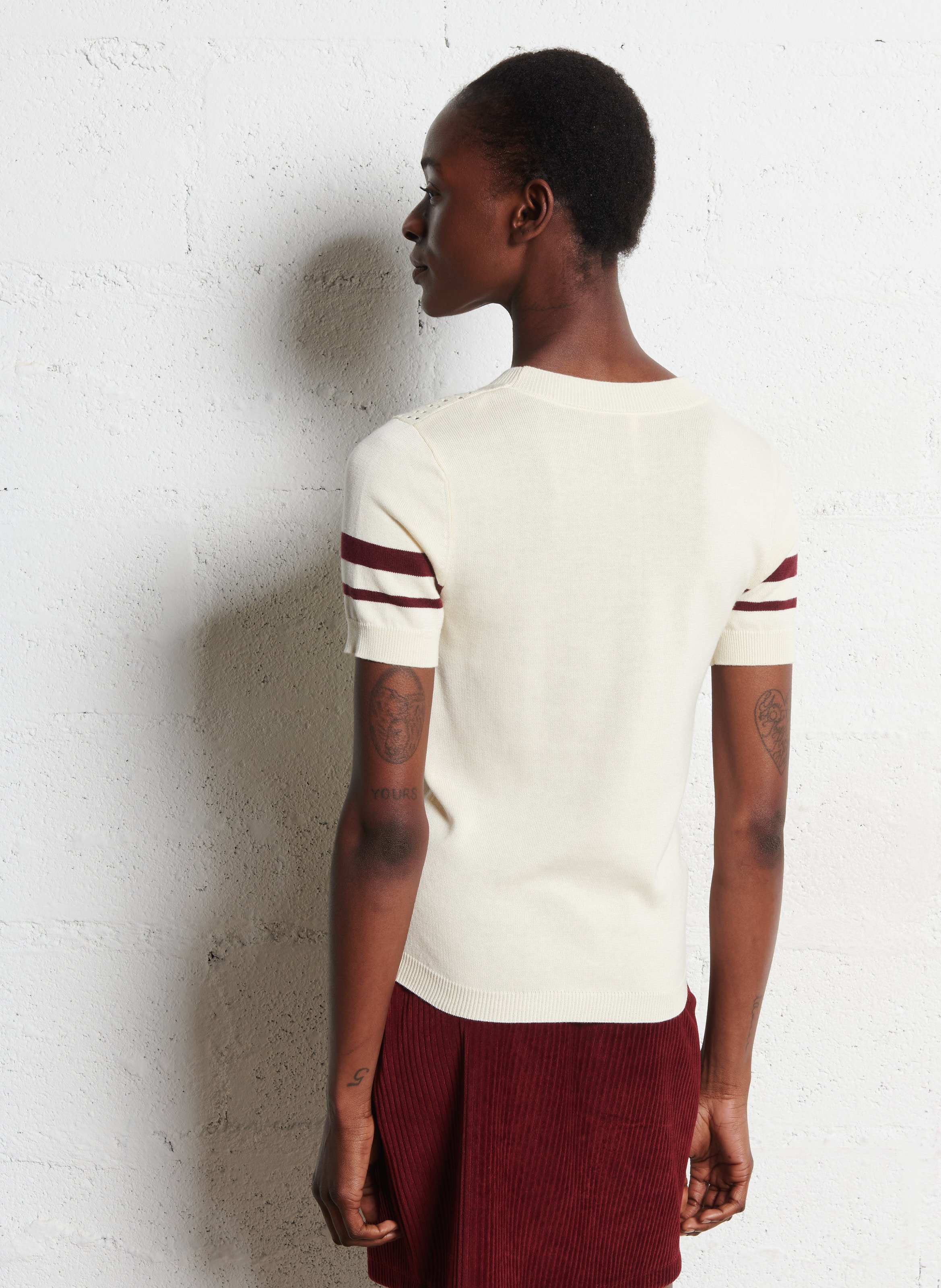 Pull ajusté en maille I CODE Blanc