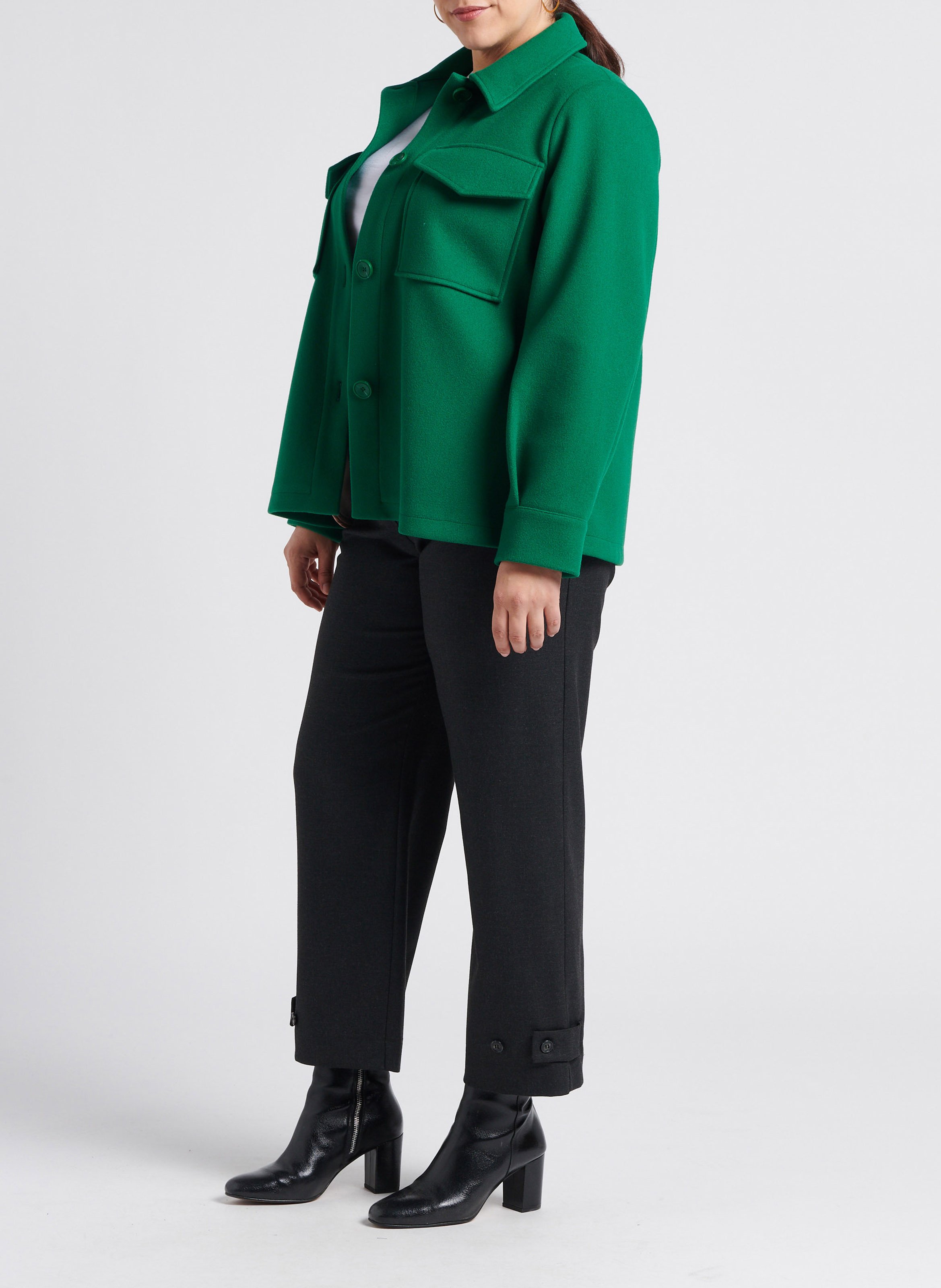 Manteau court col classique  Vert