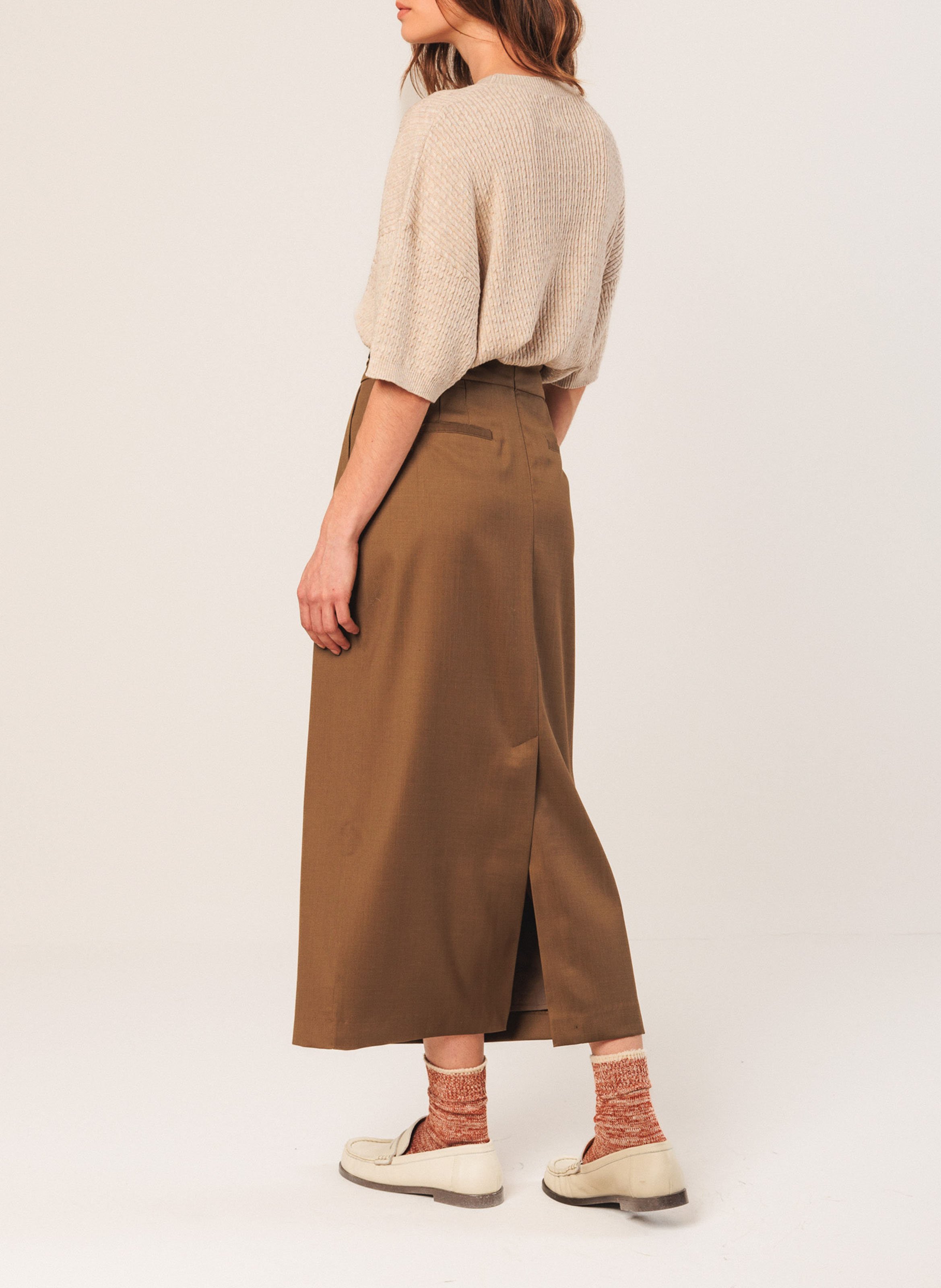 Jupe longue droite INDI & COLD Marron