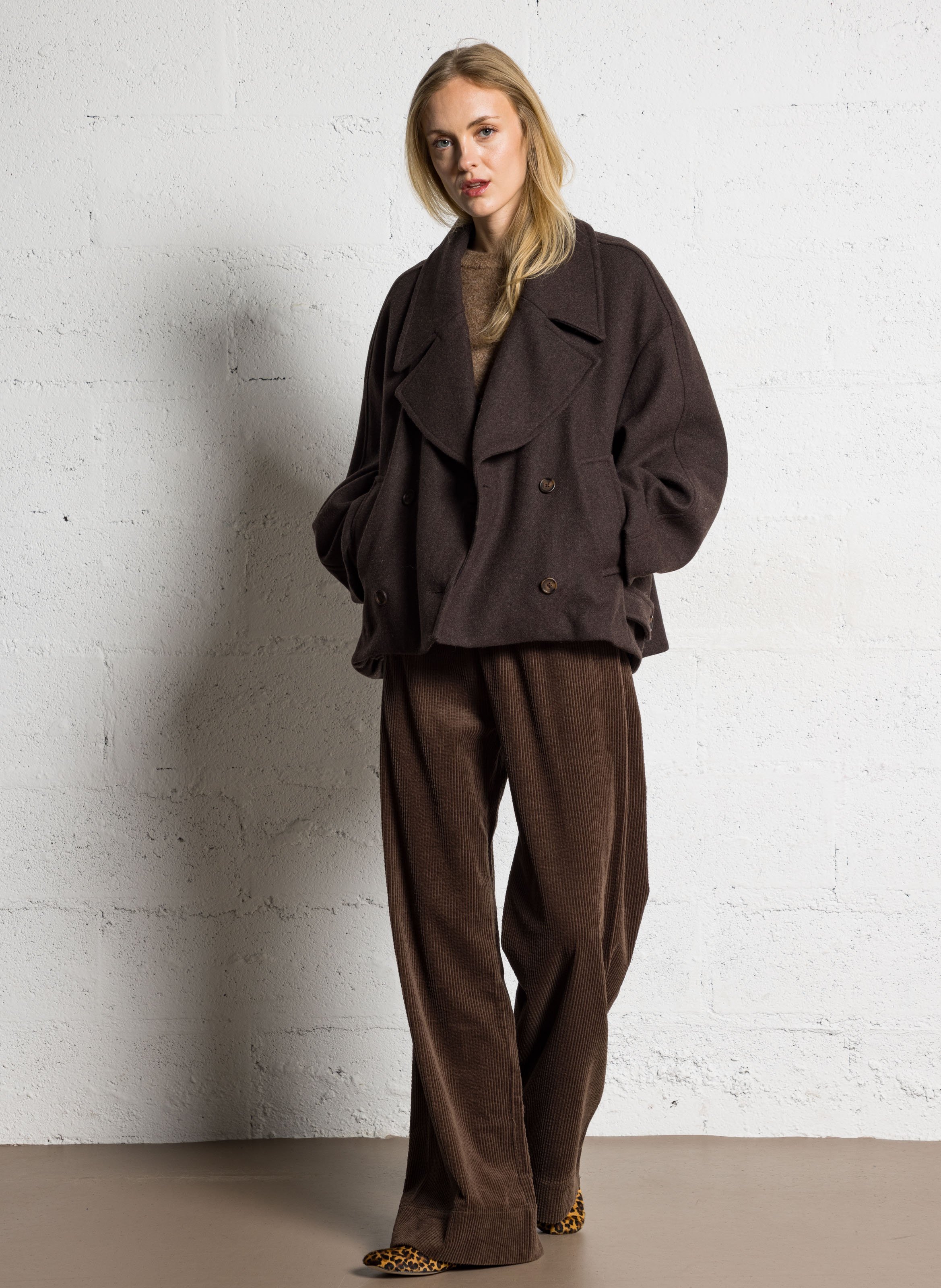 Oversized wool-blend jacket  JC SOPHIE Brown