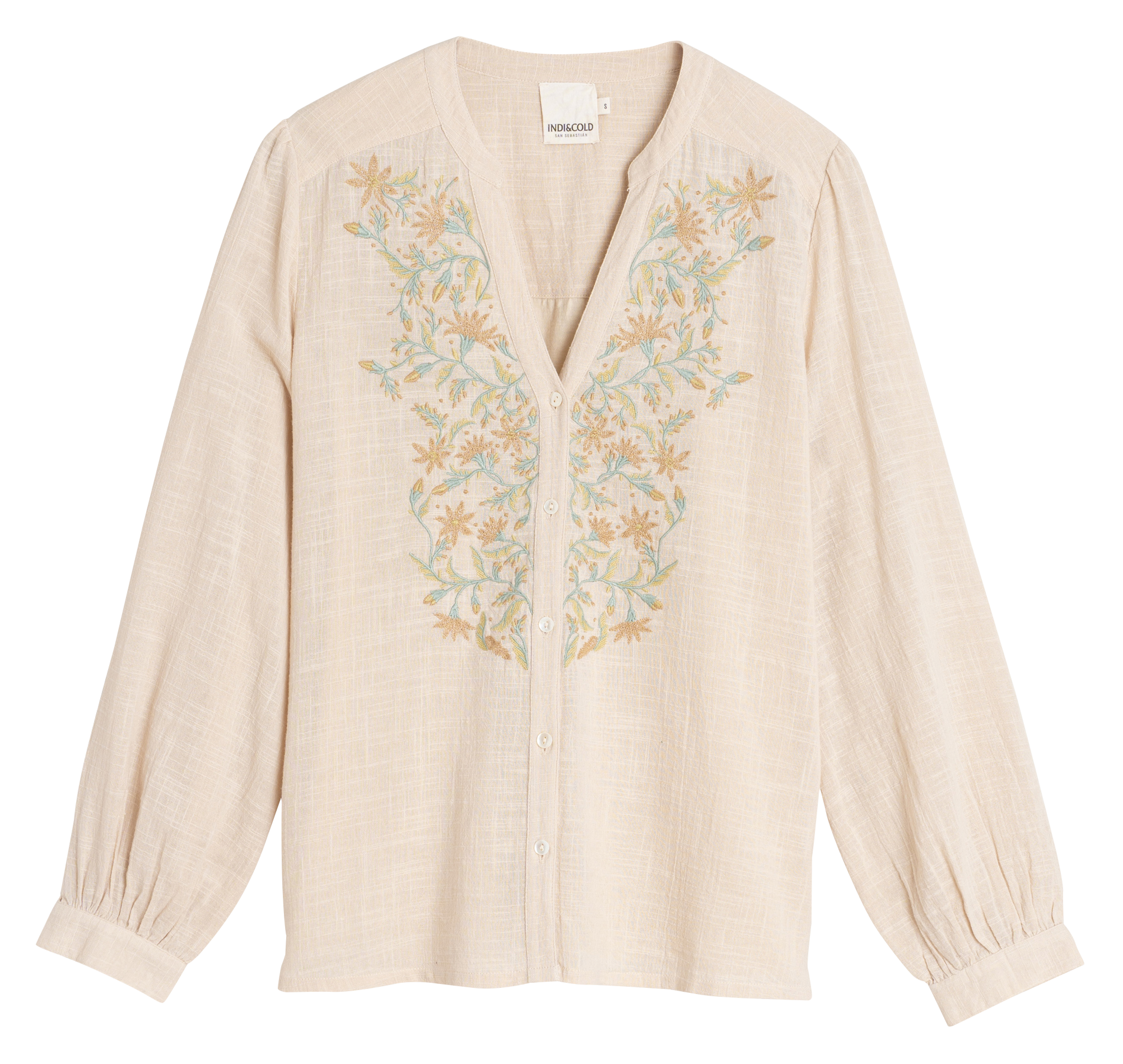 Chemise col V en coton INDI & COLD Argent