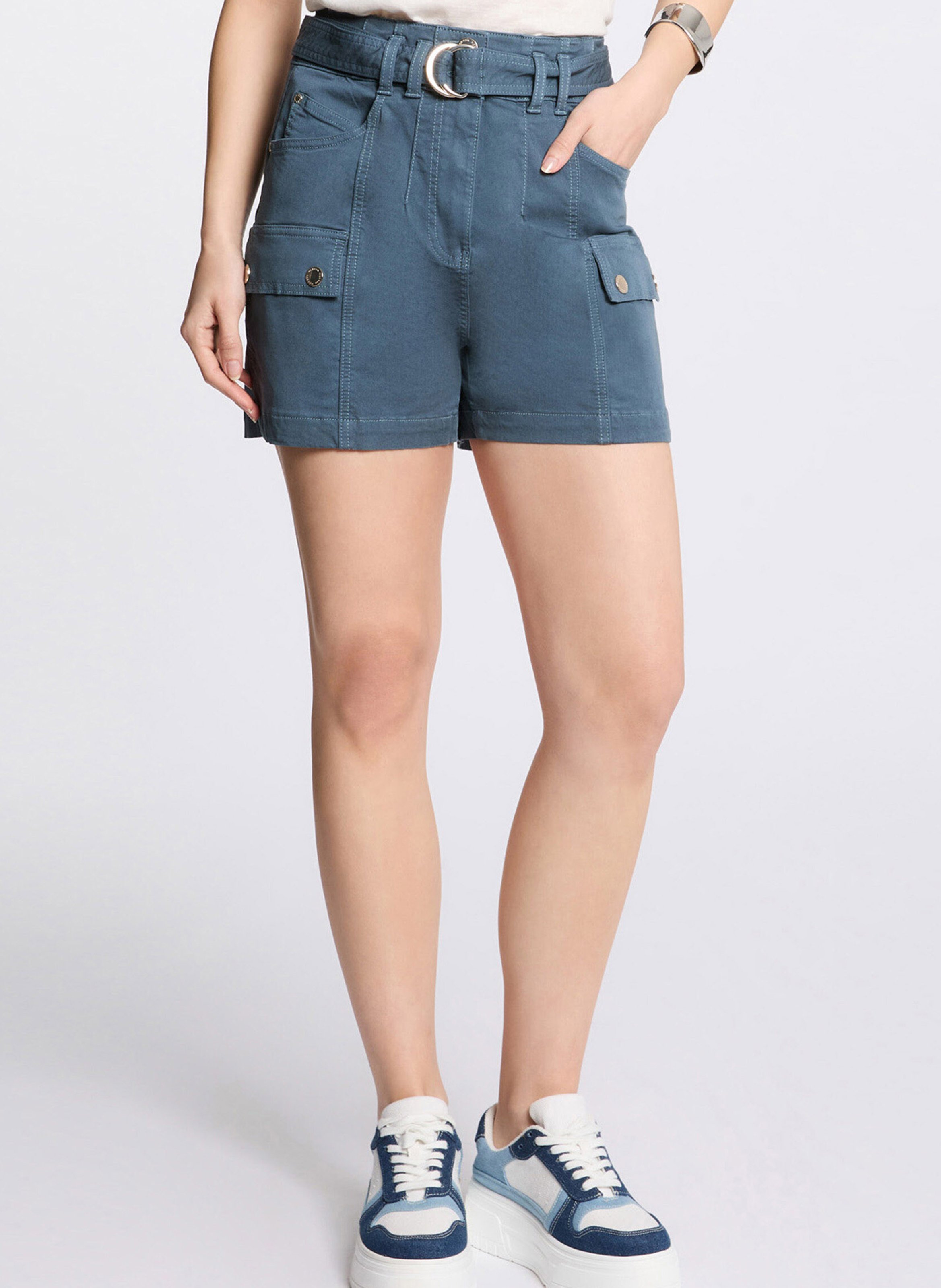 Short cargo en coton mélangé MORGAN Bleu
