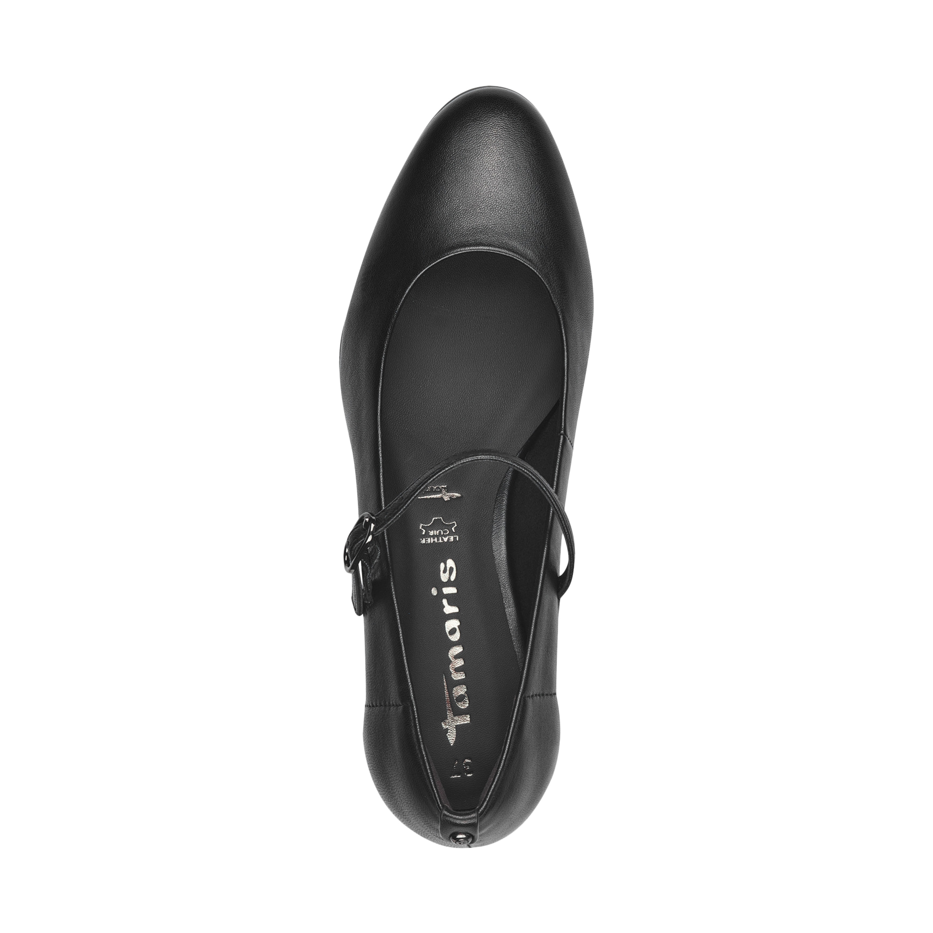 Leather heeled ballet flats TAMARIS Black