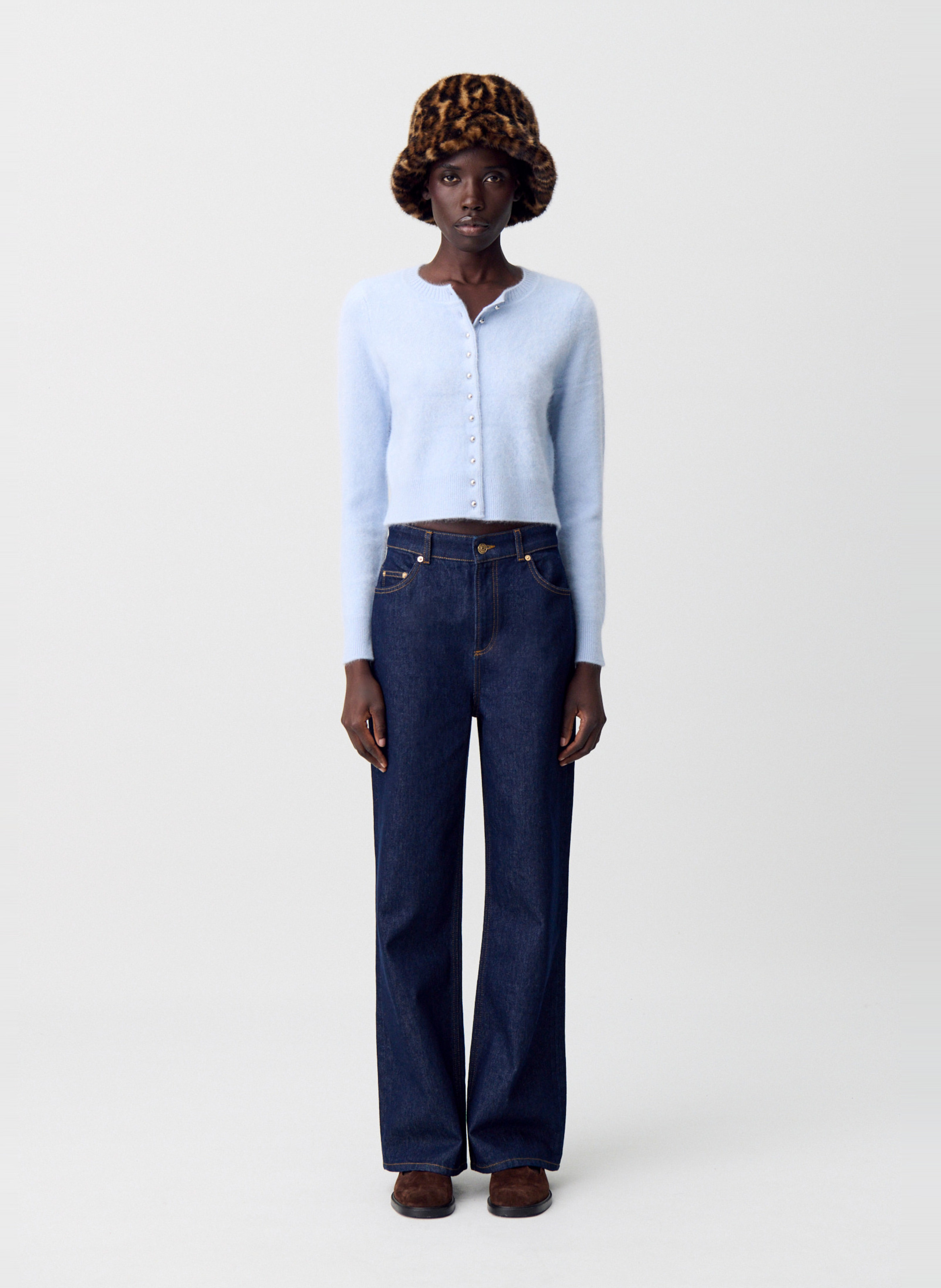 Gilet ocl rond en laine mélangée CLAUDIE PIERLOT Bleu