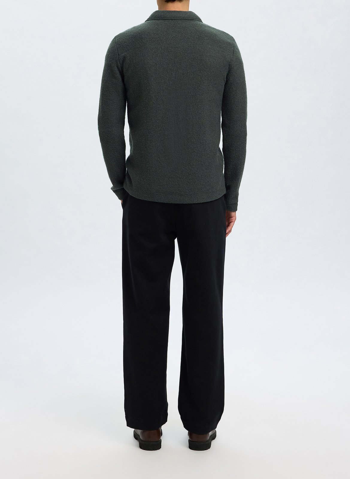 Surchemise droite unie en laine SELECTED Vert