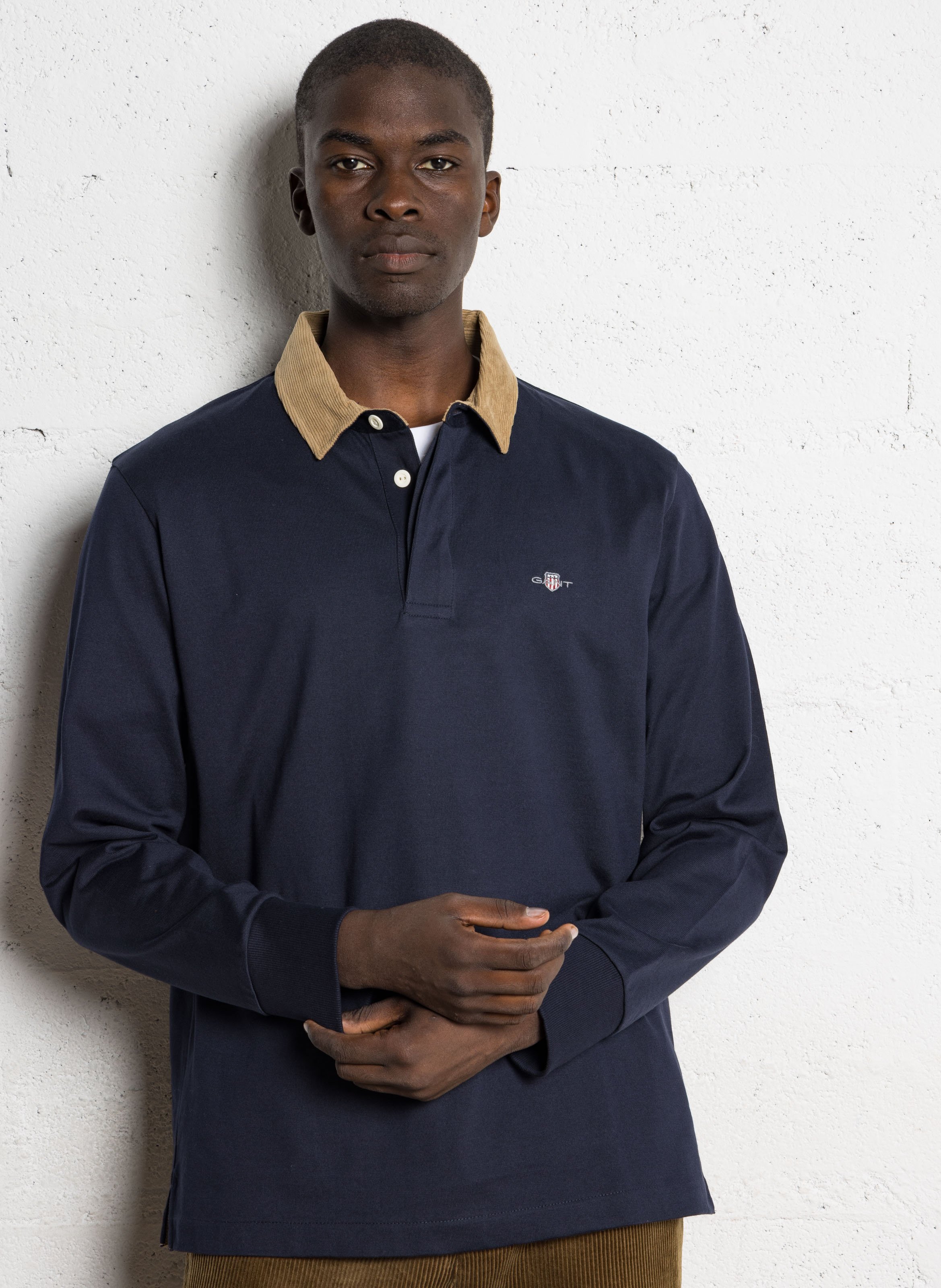 Polo manches longues en coton GANT Bleu