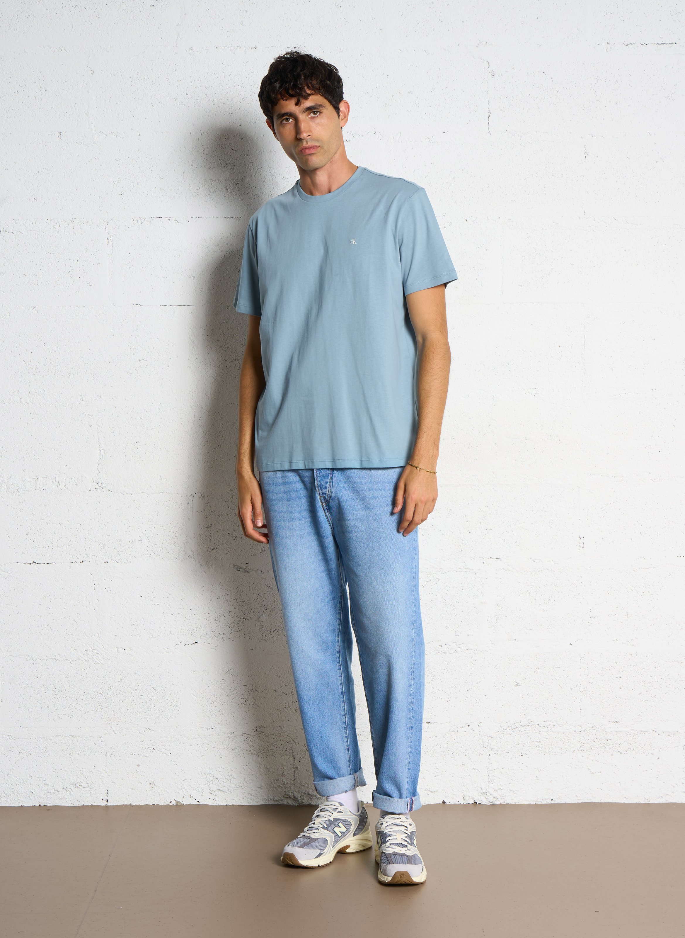 Tee-shirt droit col rond en coton CALVIN KLEIN Vert