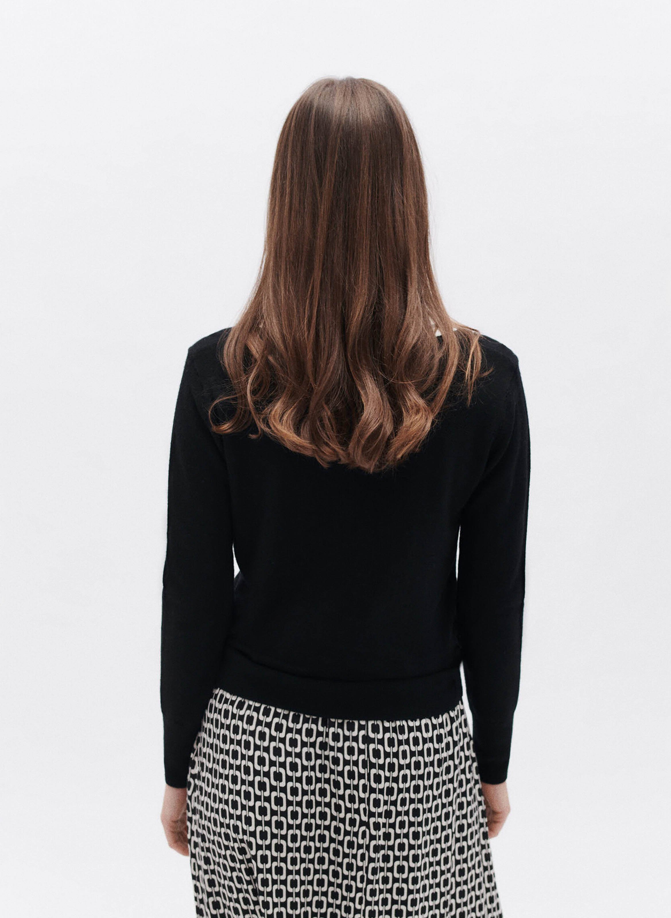 Straight V-neck wool-blend sweater CAROLL Black