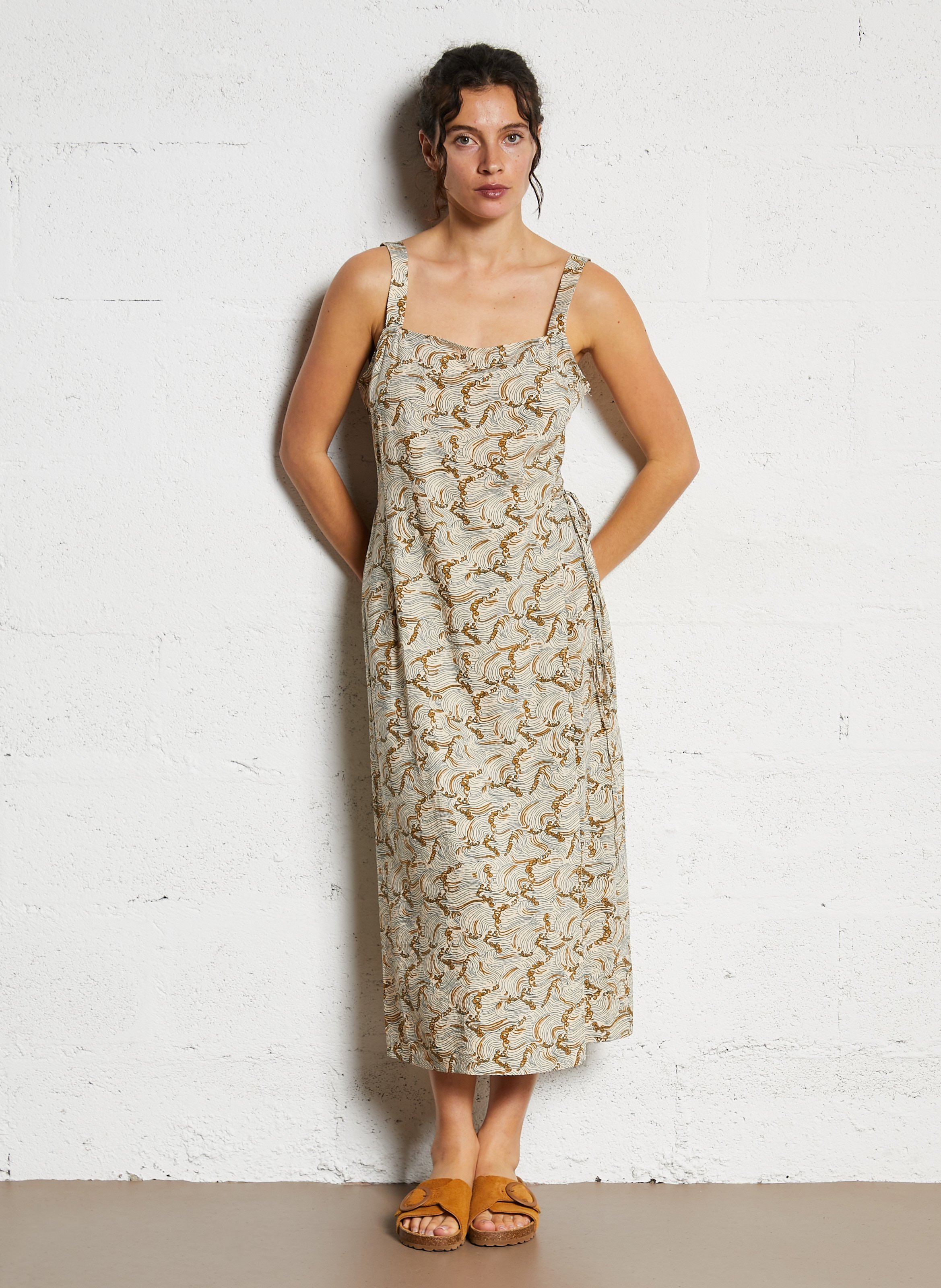 Robe courte imprimée en coton NICE THINGS Beige