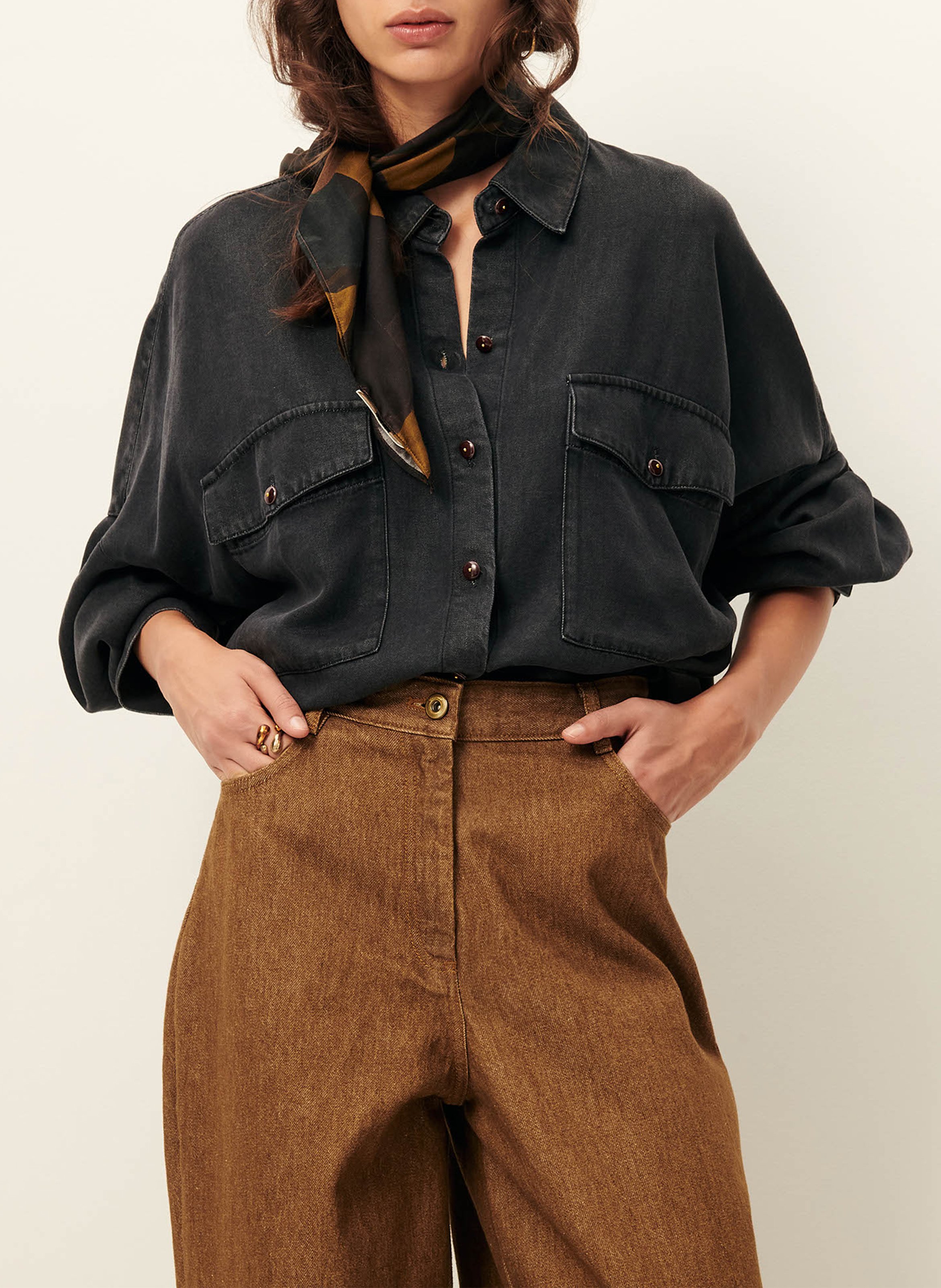 Chemise oversize col classique  SESSUN Noir