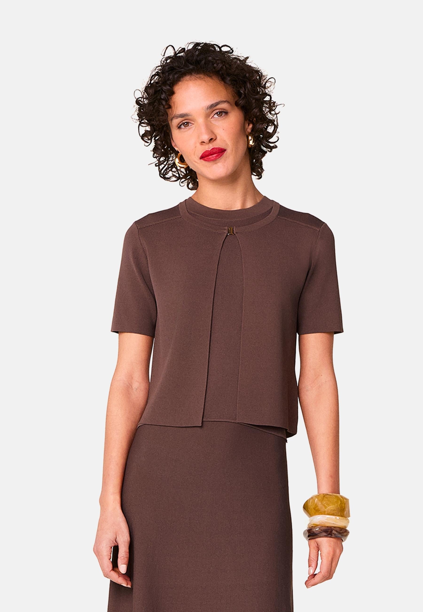 Short-sleeved cropped cardigan RODIER Brown