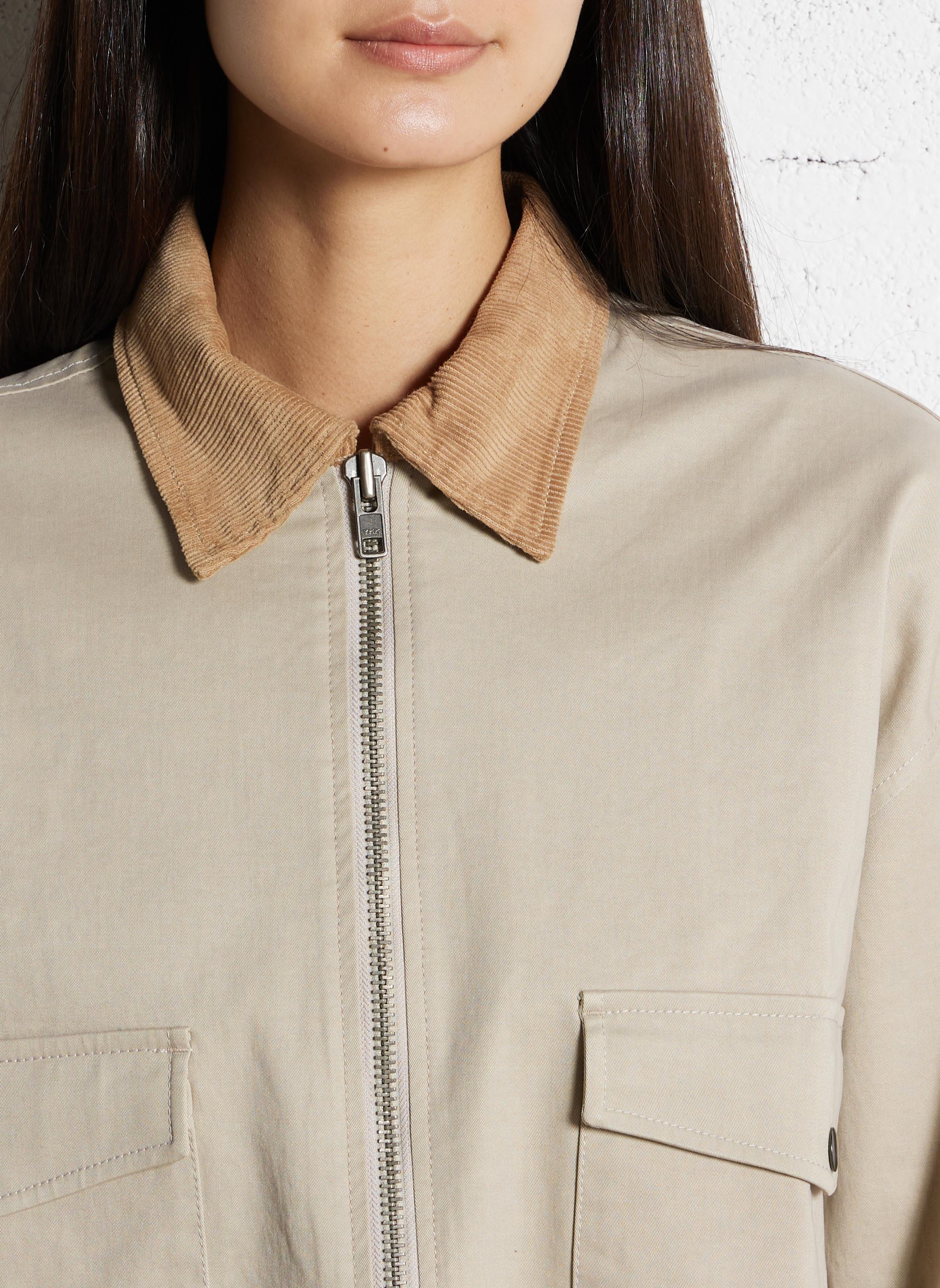 Oversize-Jacke aus Baumwoll-Mix mit klassischem Kragen IKKS Beige