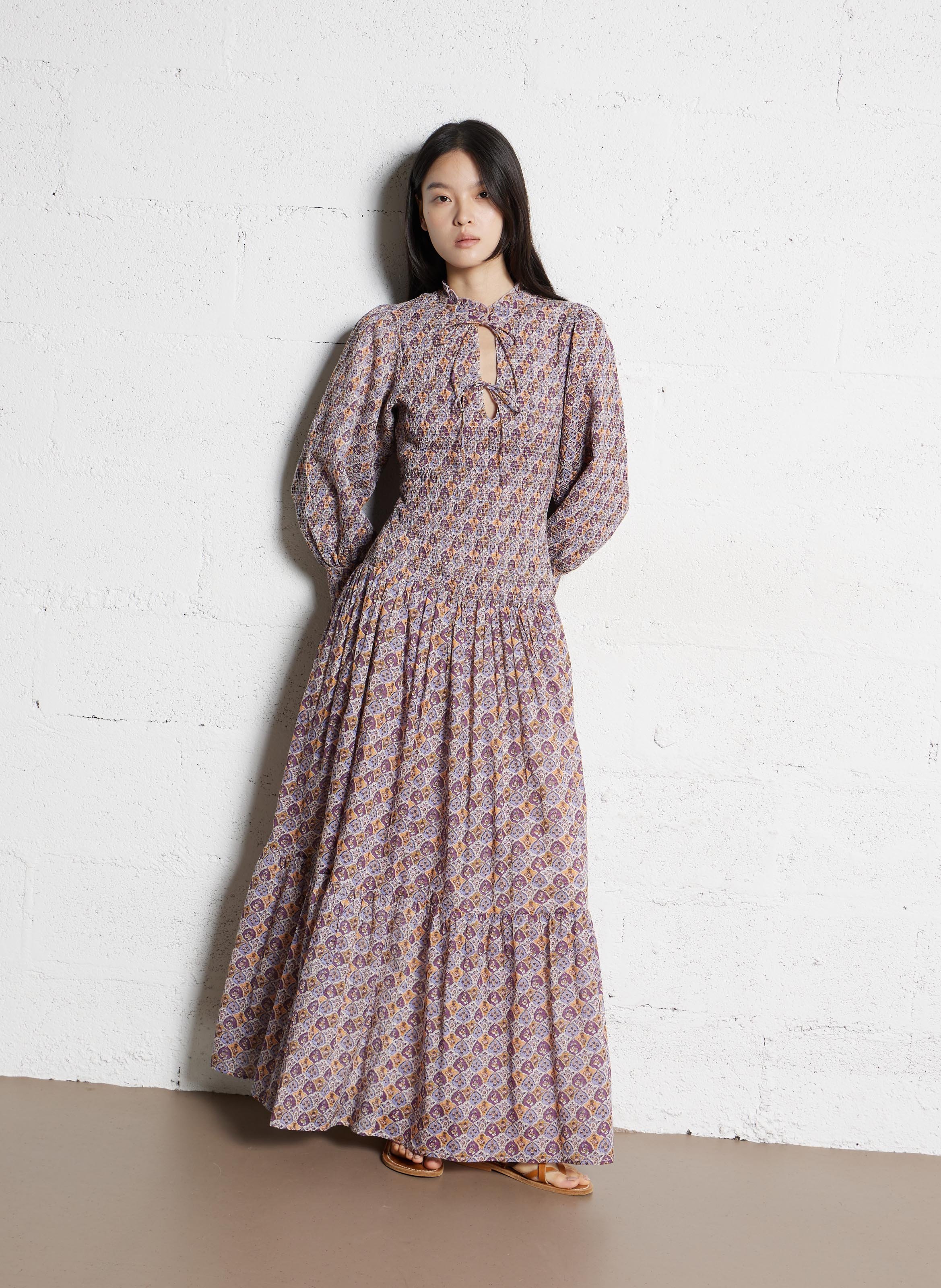 Halflange jurk met ronde hals en print ANTIK BATIK Violet