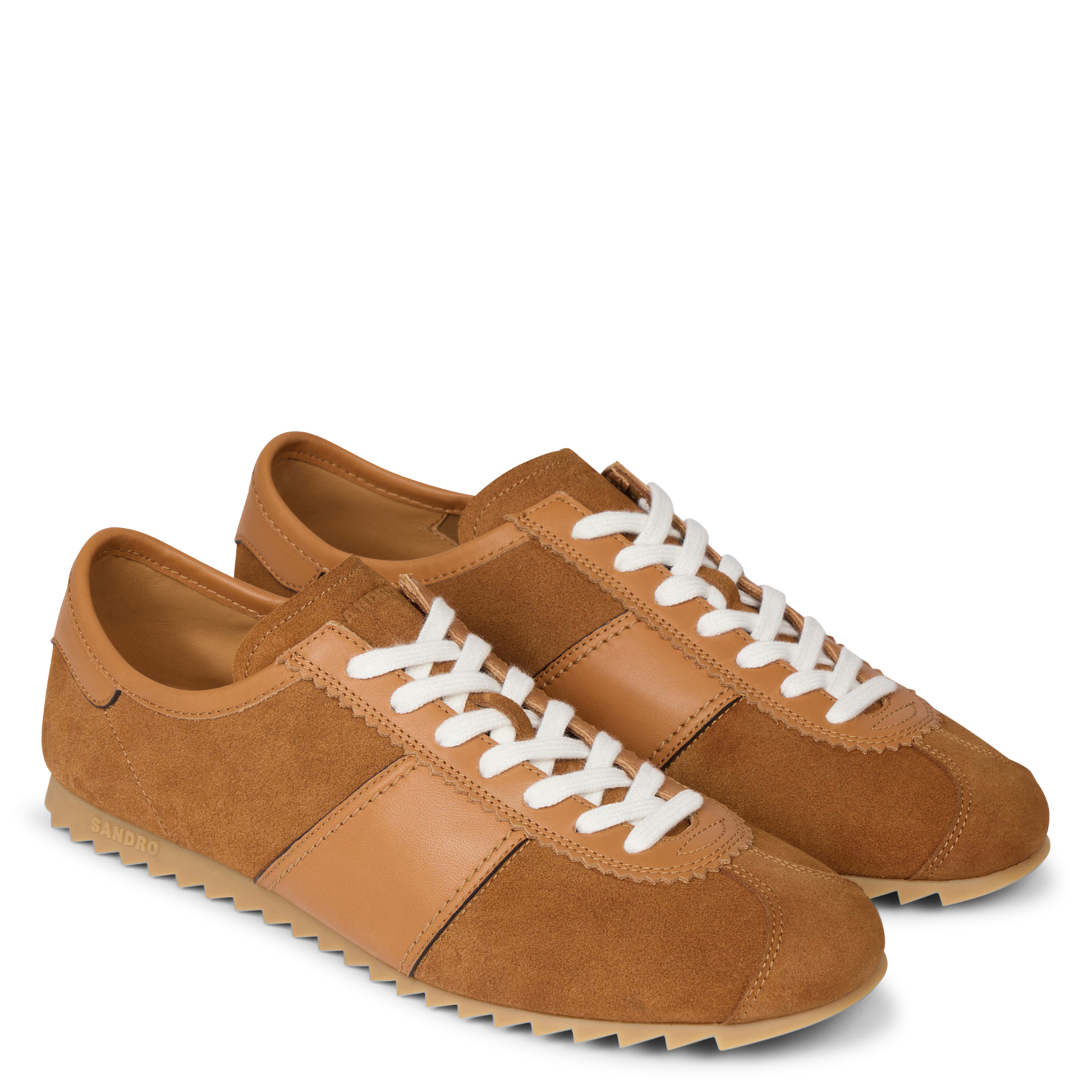 Baskets basses en cuir SANDRO Marron