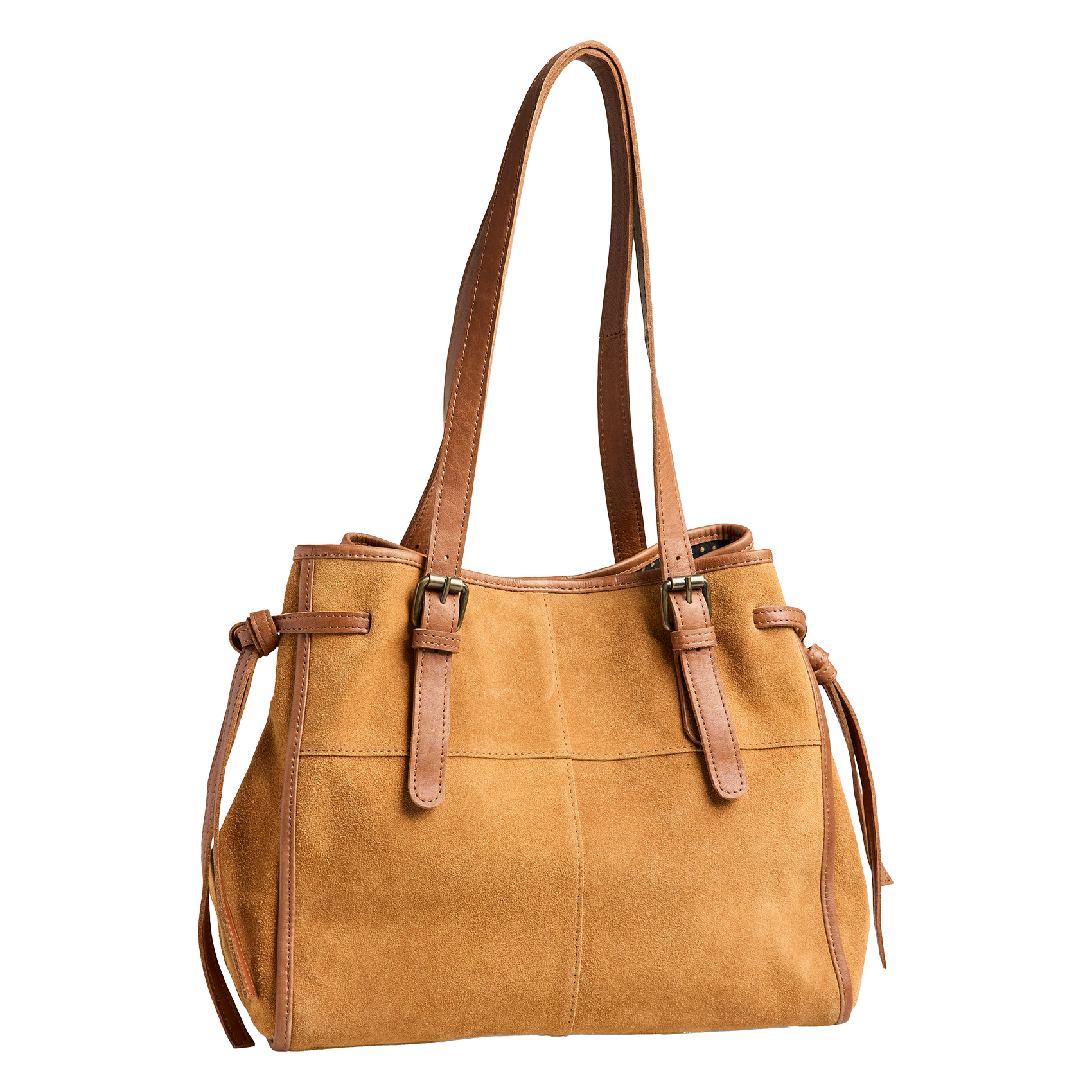 Sac porté épaule en daim PIECES Marron