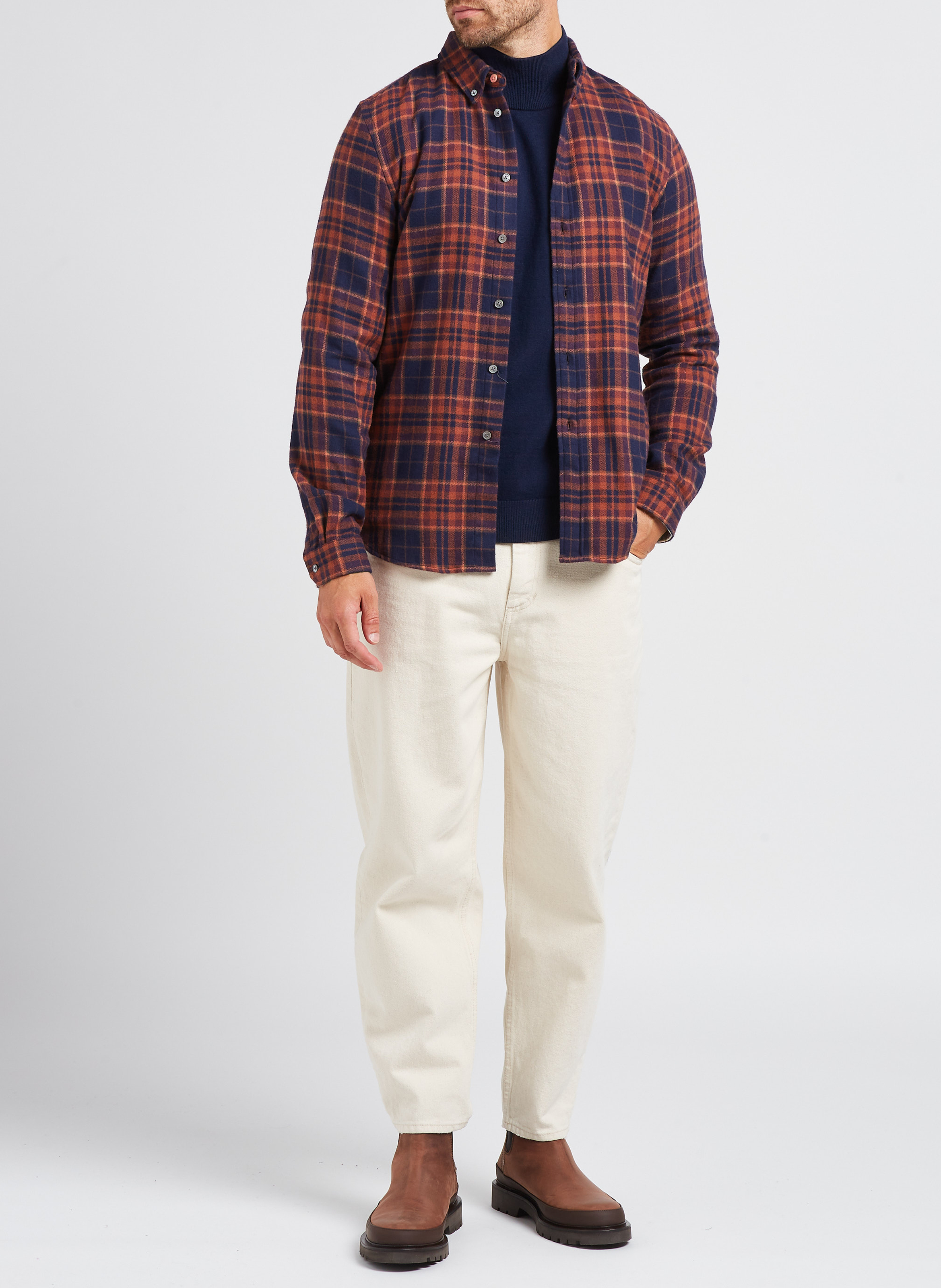 Chemise col classique à carreaux en coton  PAUL SMITH Bleu