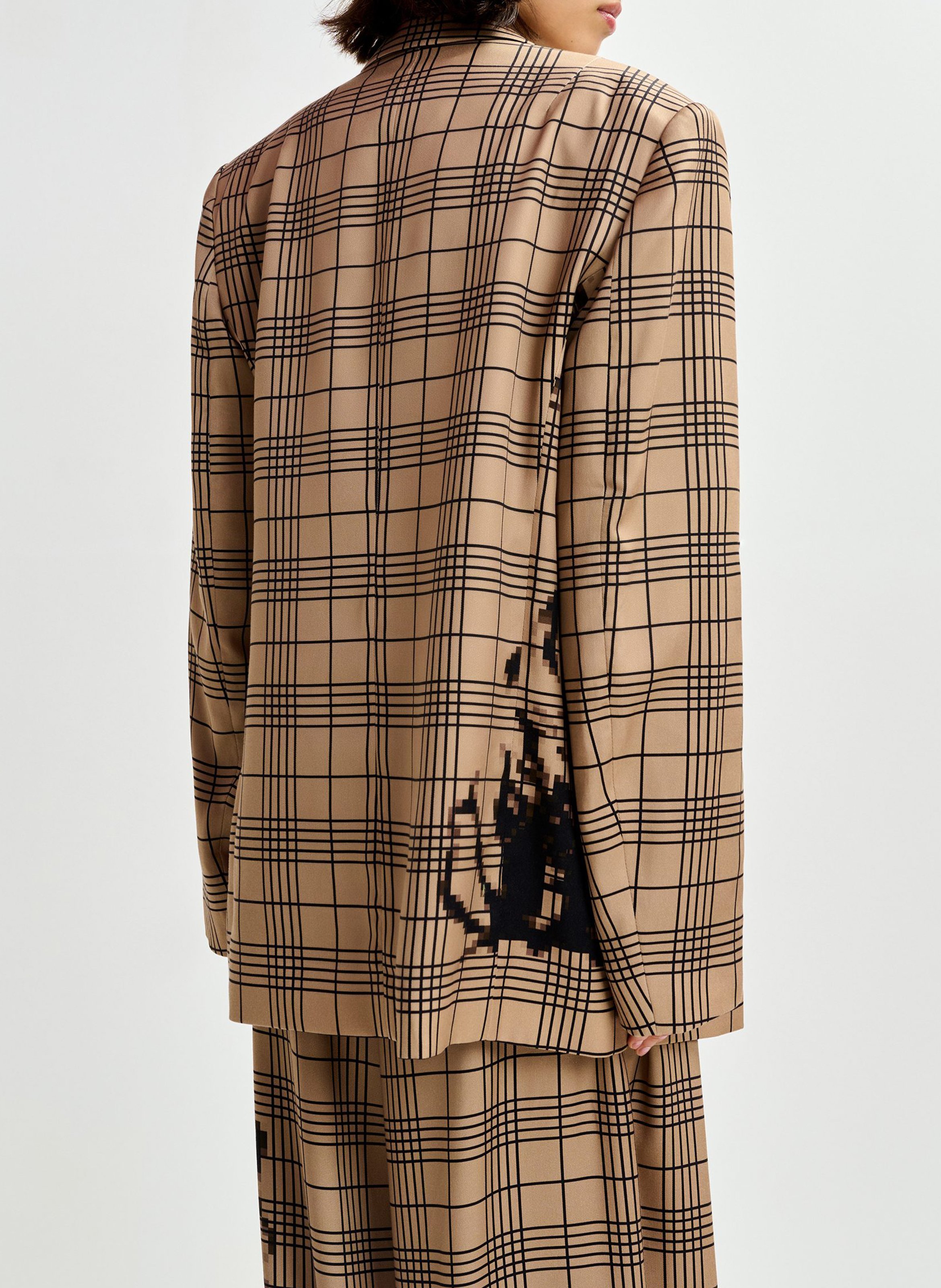 Oversized check blazer ESSENTIEL ANTWERP Brown