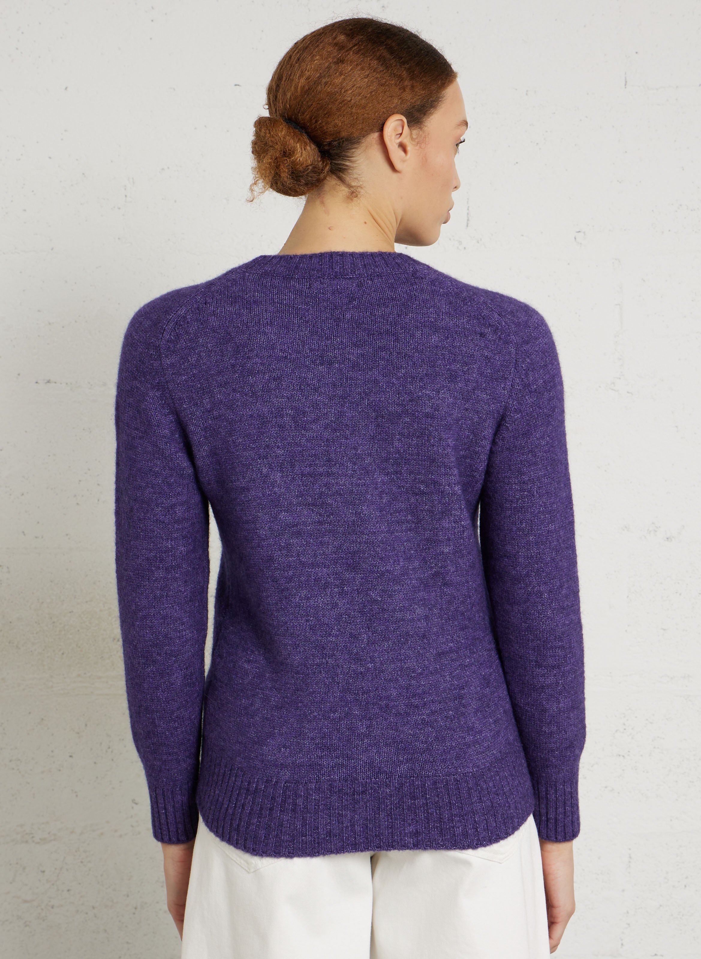 Pull col rond droit en maille tricotée SOEUR Violet
