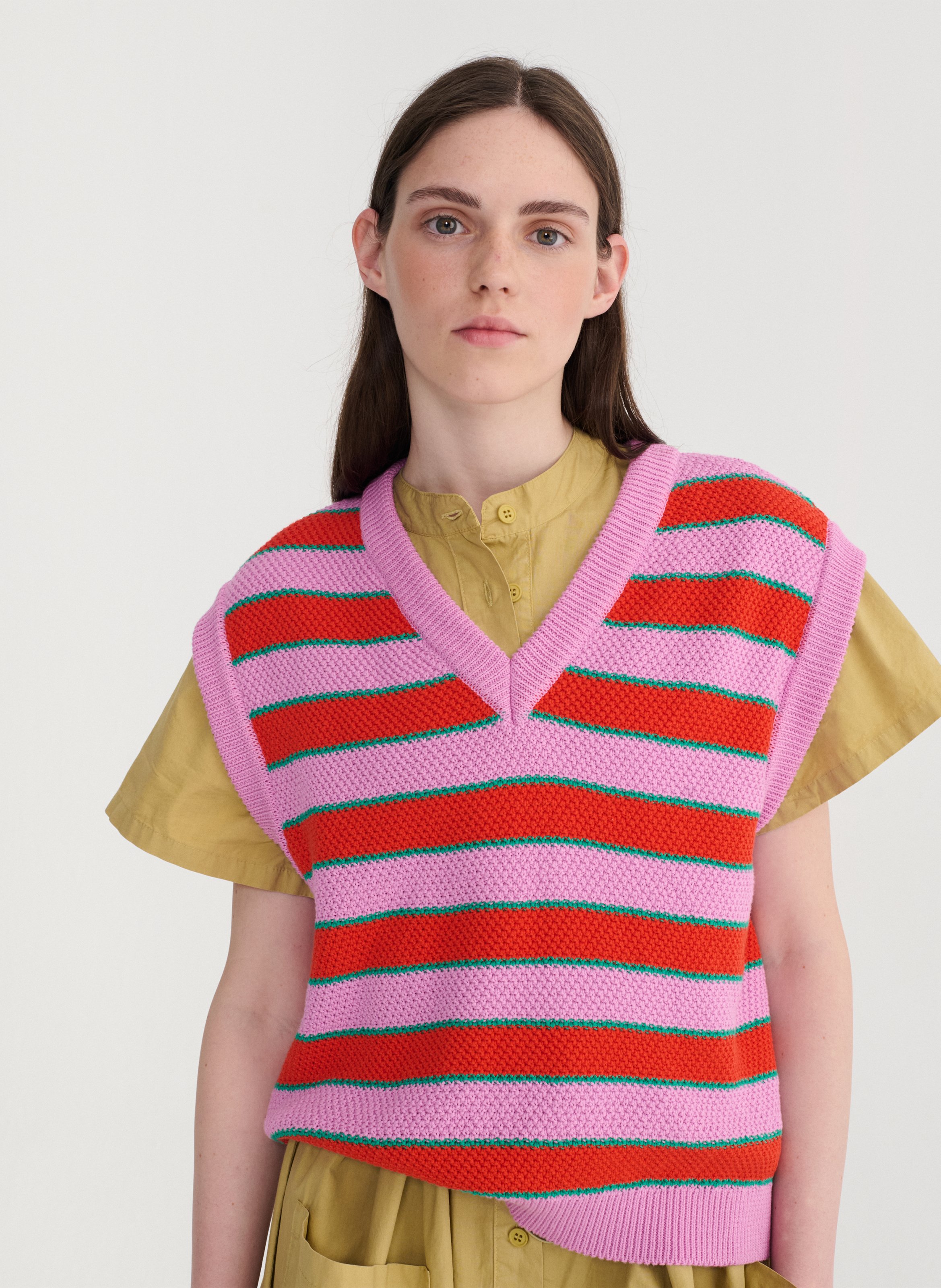 Pull col V sans manches rayé BOBO CHOSES Multicolore