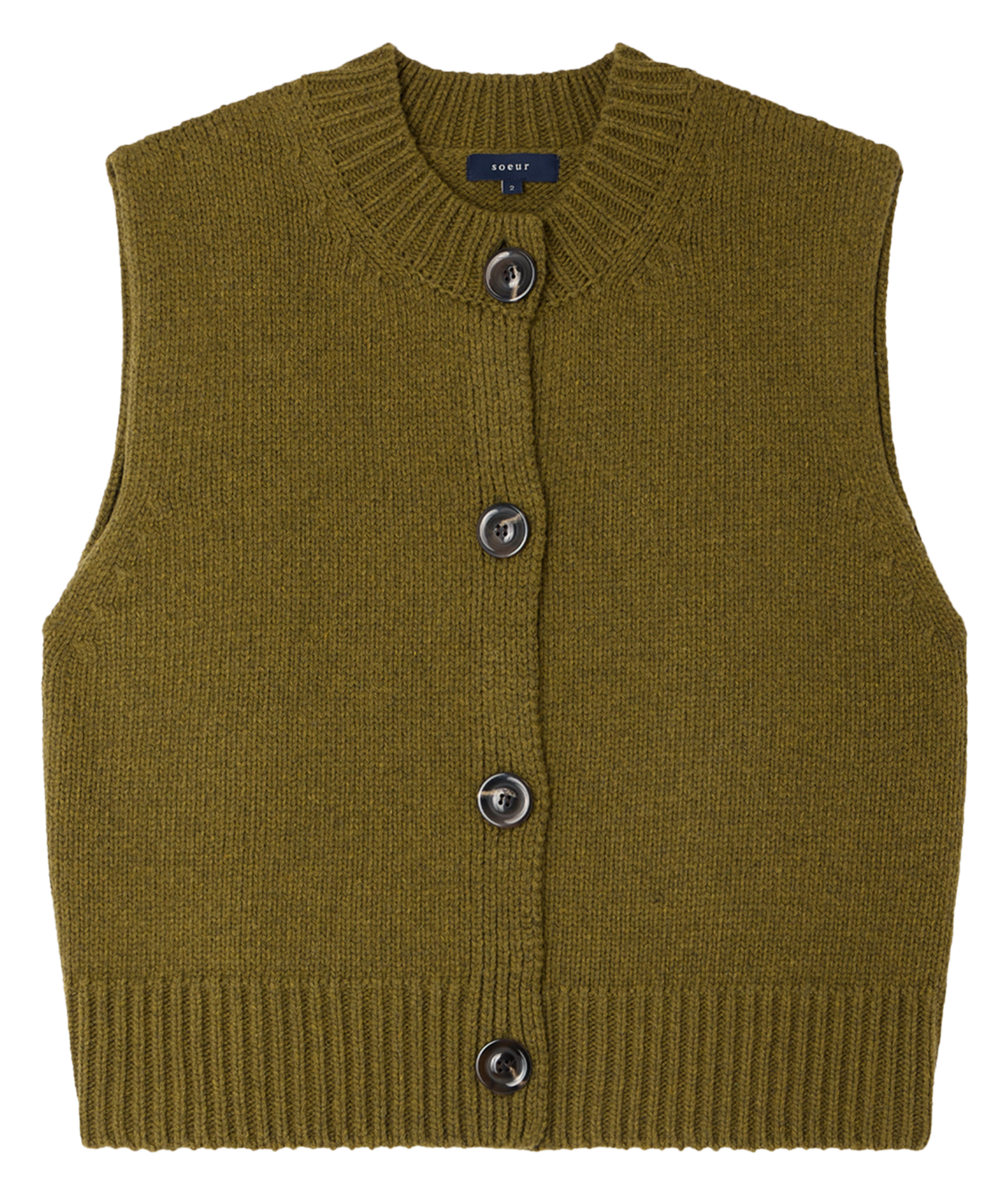 Cardigan oversize col montant en laine SOEUR Vert