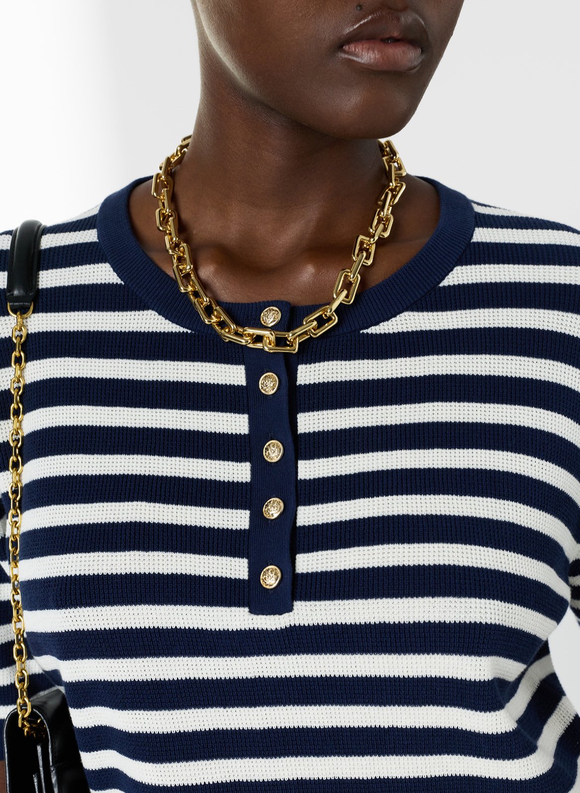 Pull droit col rond en coton rayé GERARD DAREL Bleu