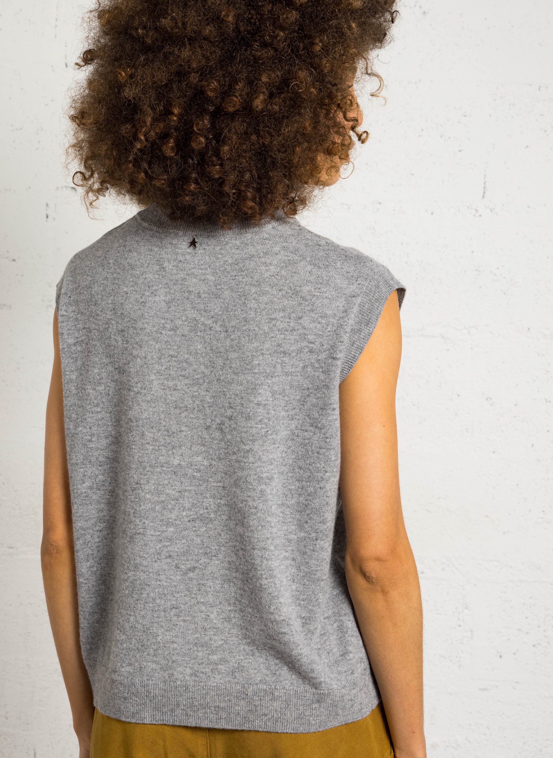 Ärmelloses Oversize-Pullover mit Rundhalsausschnitt aus Kaschmir SUD EXPRESS Grau