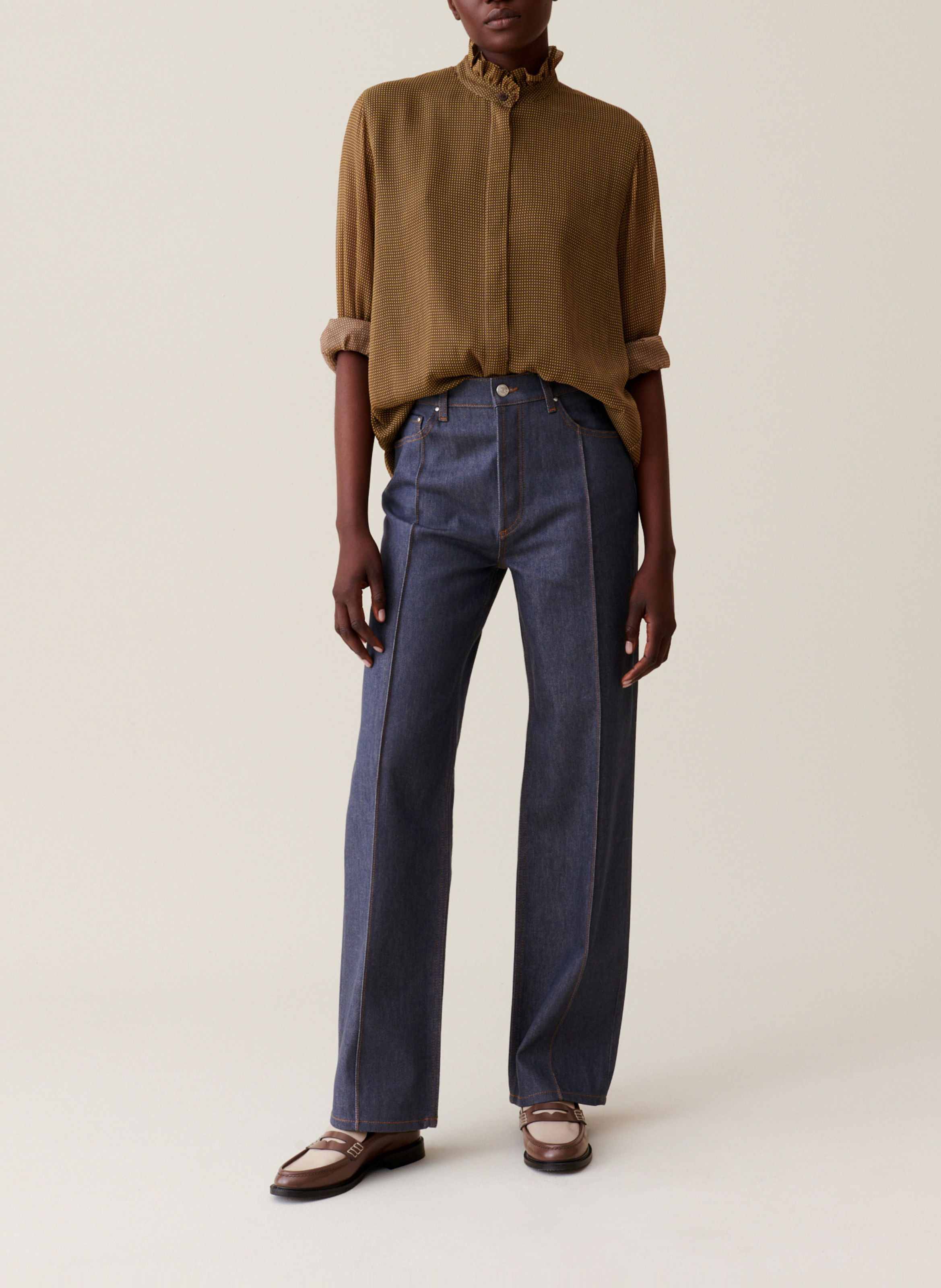 Fluid shirt with small checks CLAUDIE PIERLOT Yellow