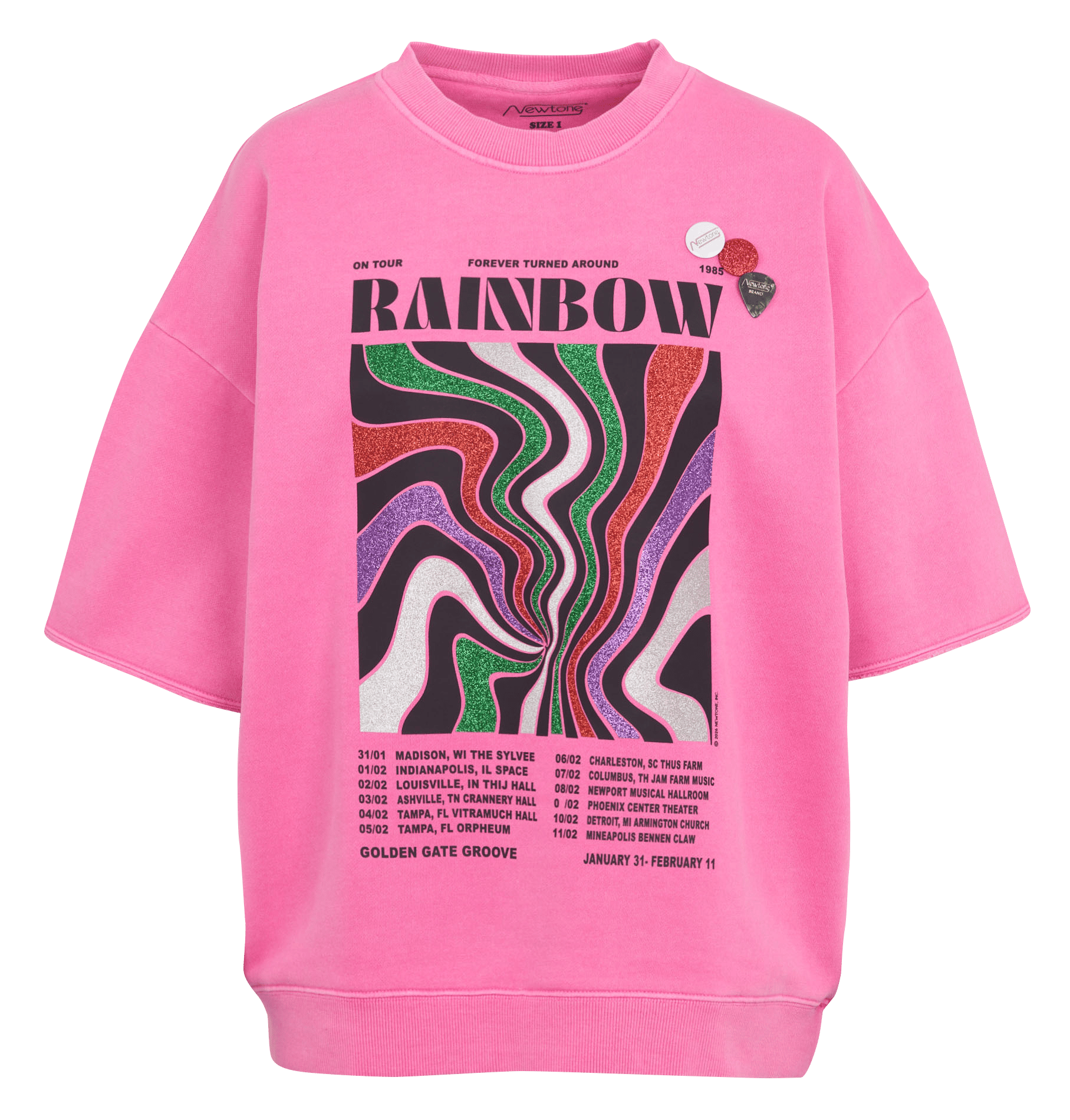 Gestreepte, oversized sweater met ronde hals, katoenblend NEWTONE Roze