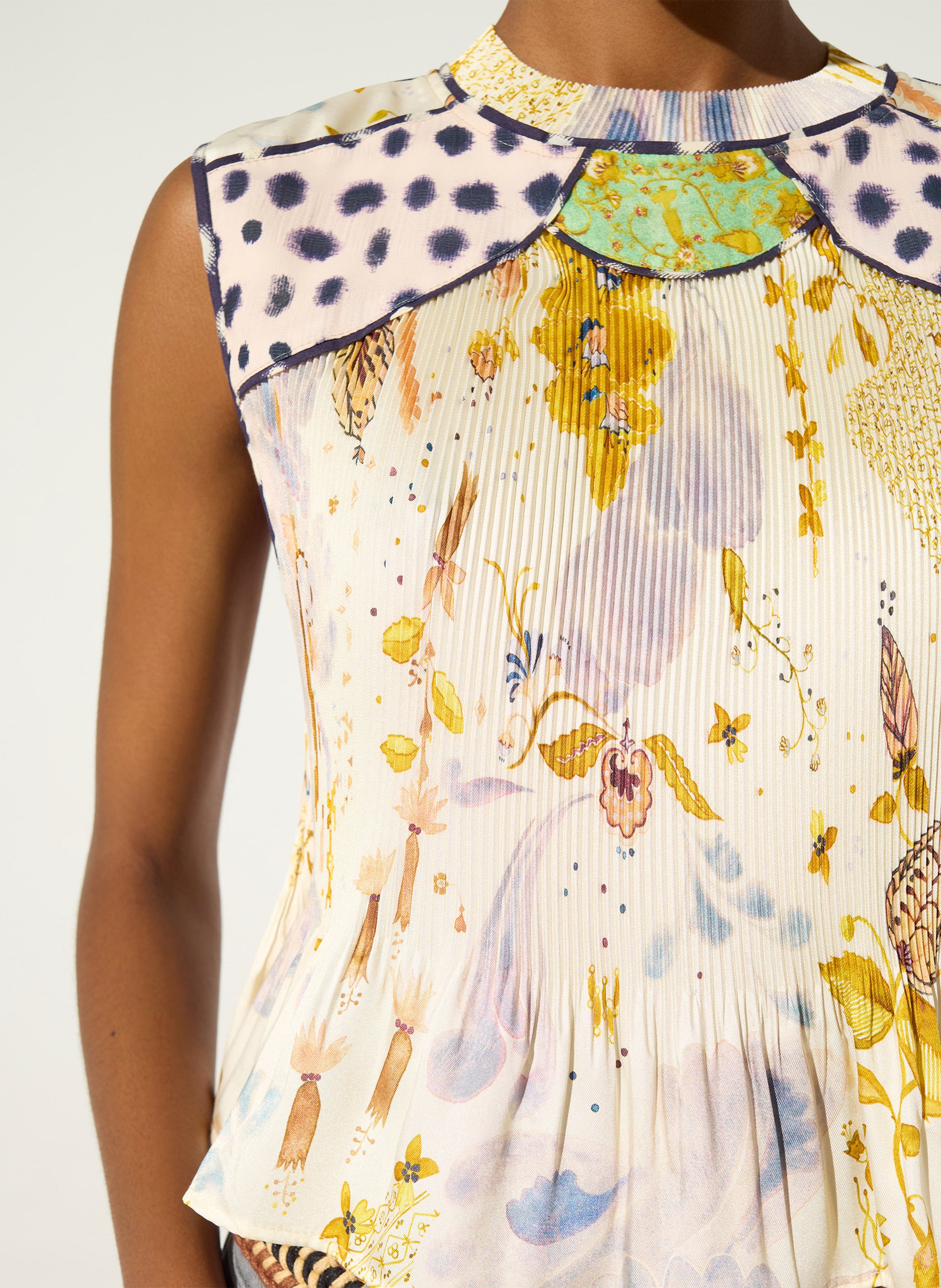 Top droit col rond imprimé COTELAC Blanc