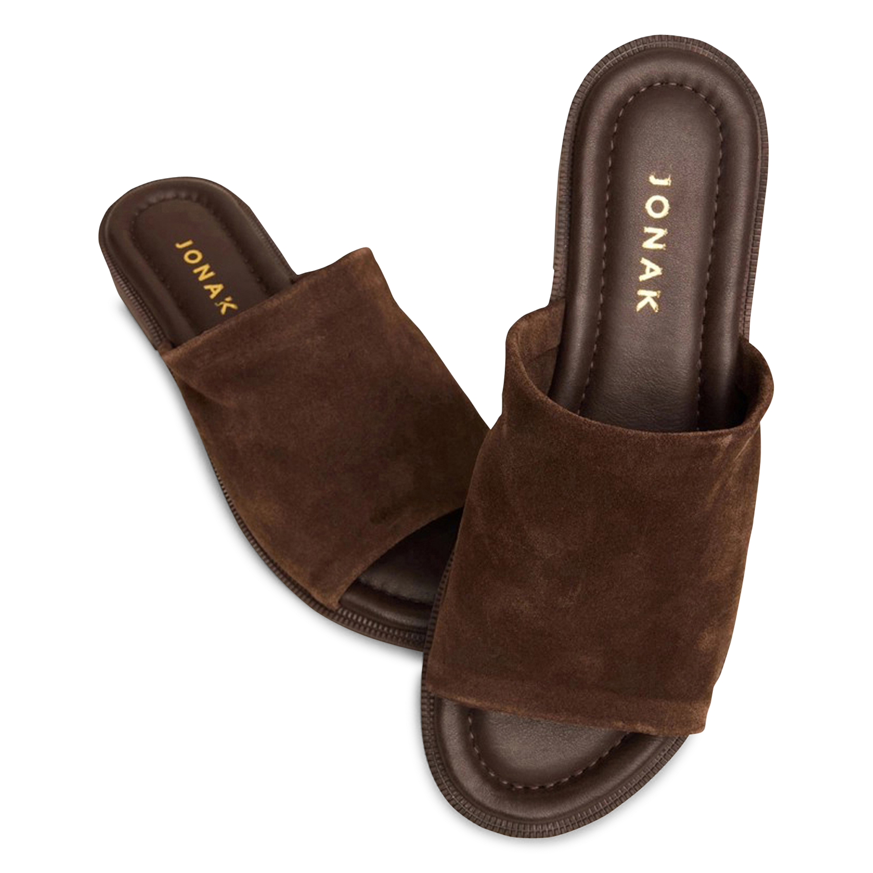 Mules plates en cuir velours JONAK Marron