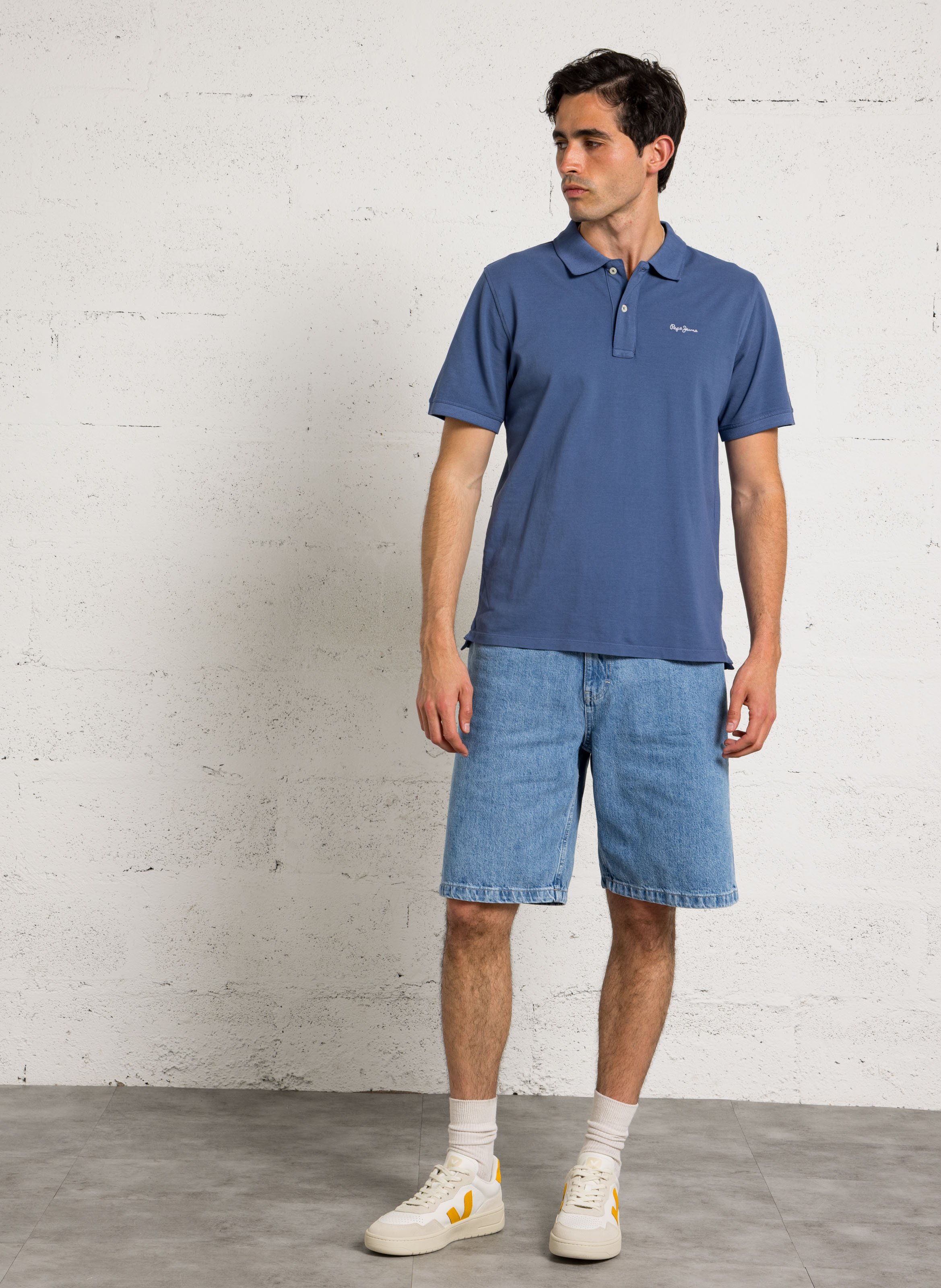 Embroidered cotton polo shirt PEPE JEANS Blue