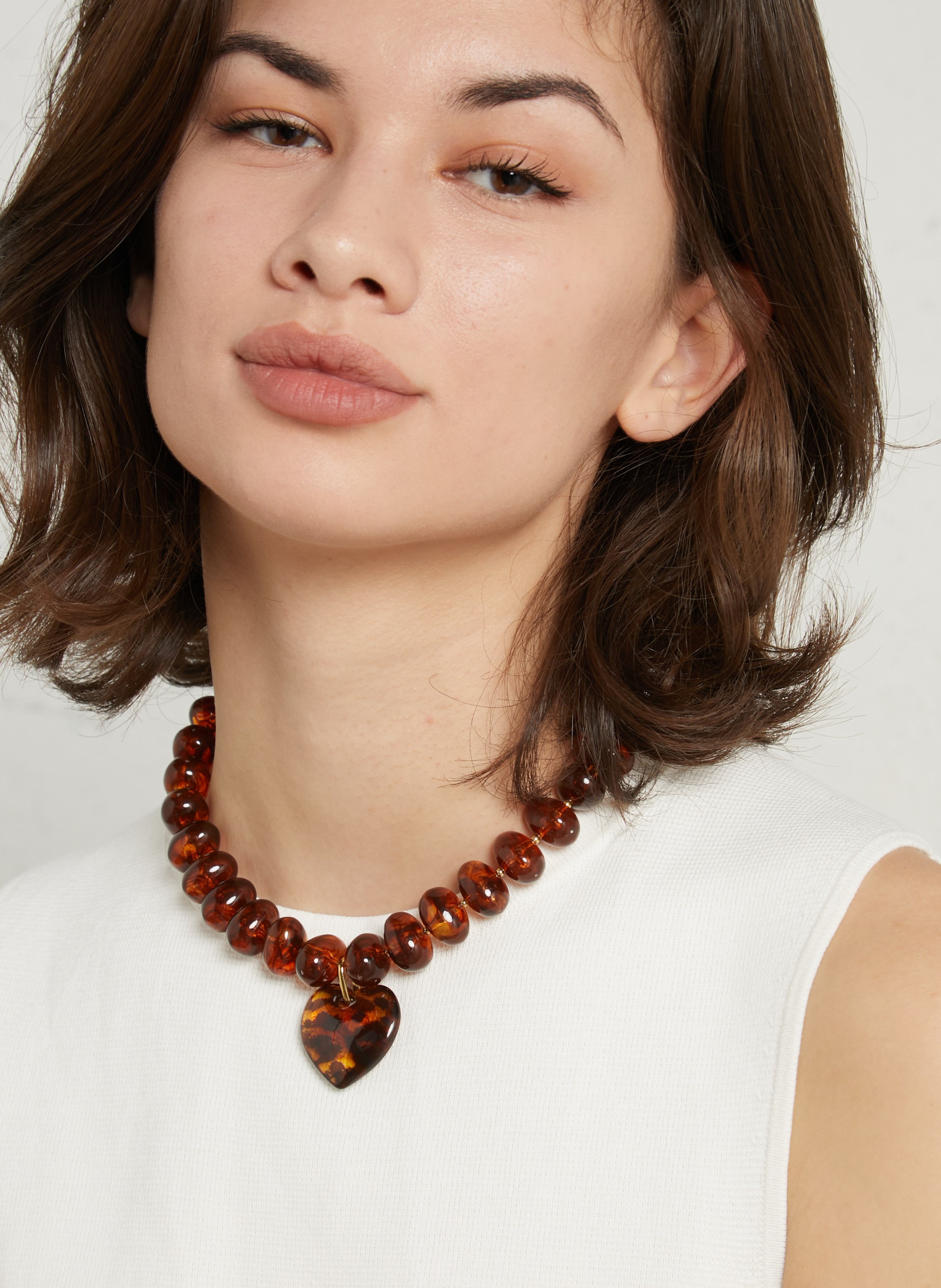 Resin bead necklace AU PRINTEMPS PARIS Brown