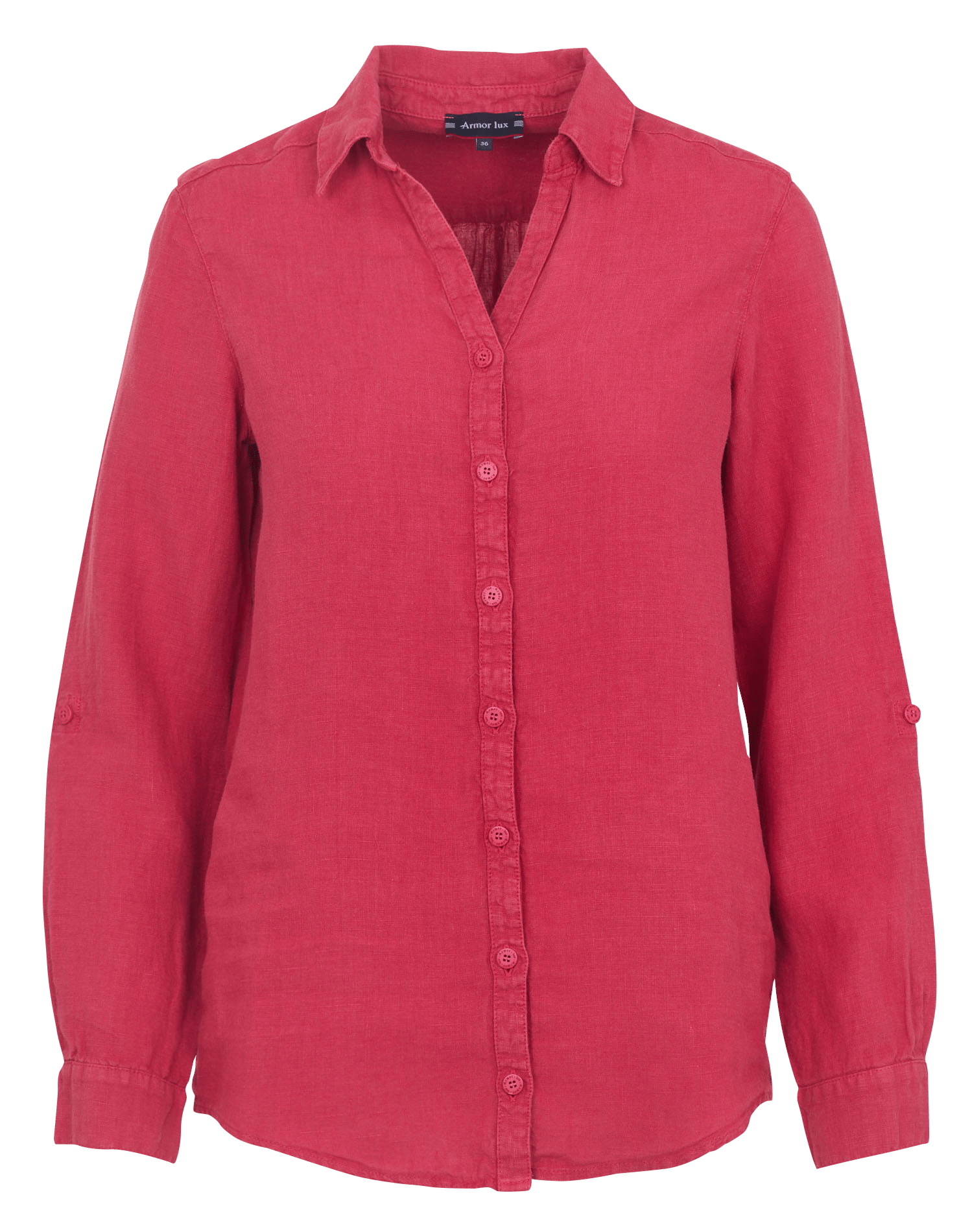 Chemise droite col V en lin ARMOR LUX Rose
