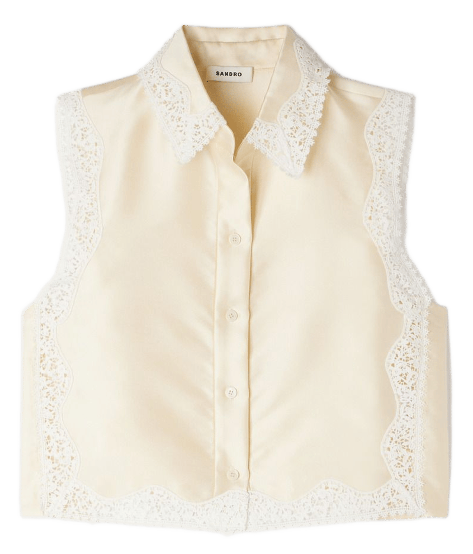 Chemise droite col classique satinée SANDRO Beige