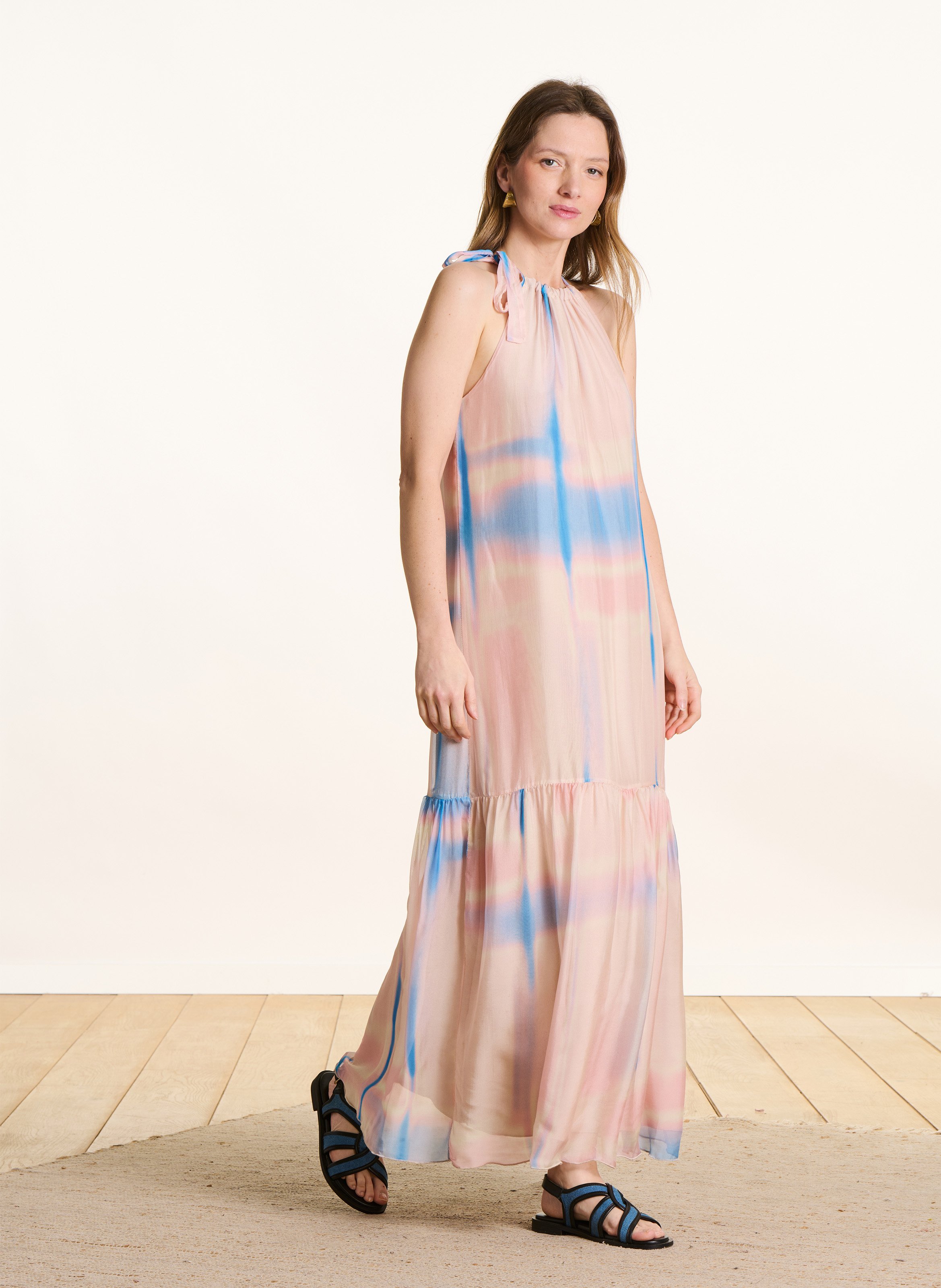 Robe longue ample LA FEE MARABOUTEE Rose