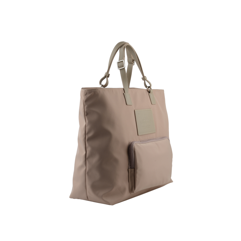 Shoulder bag in canvas trimmed with leather POURCHET Brown