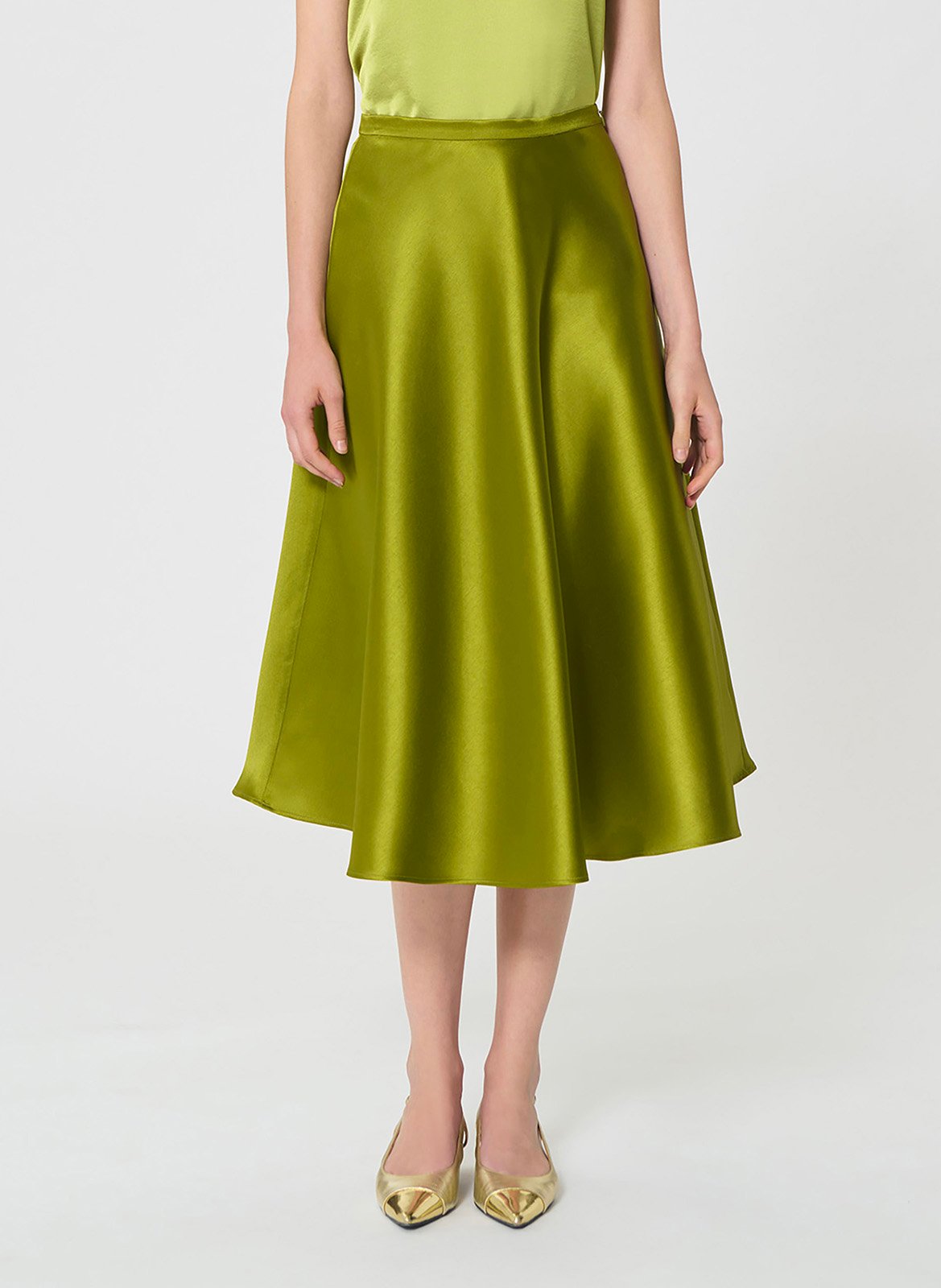 Halflange rok van soepelvallende satijn TARA JARMON Groen