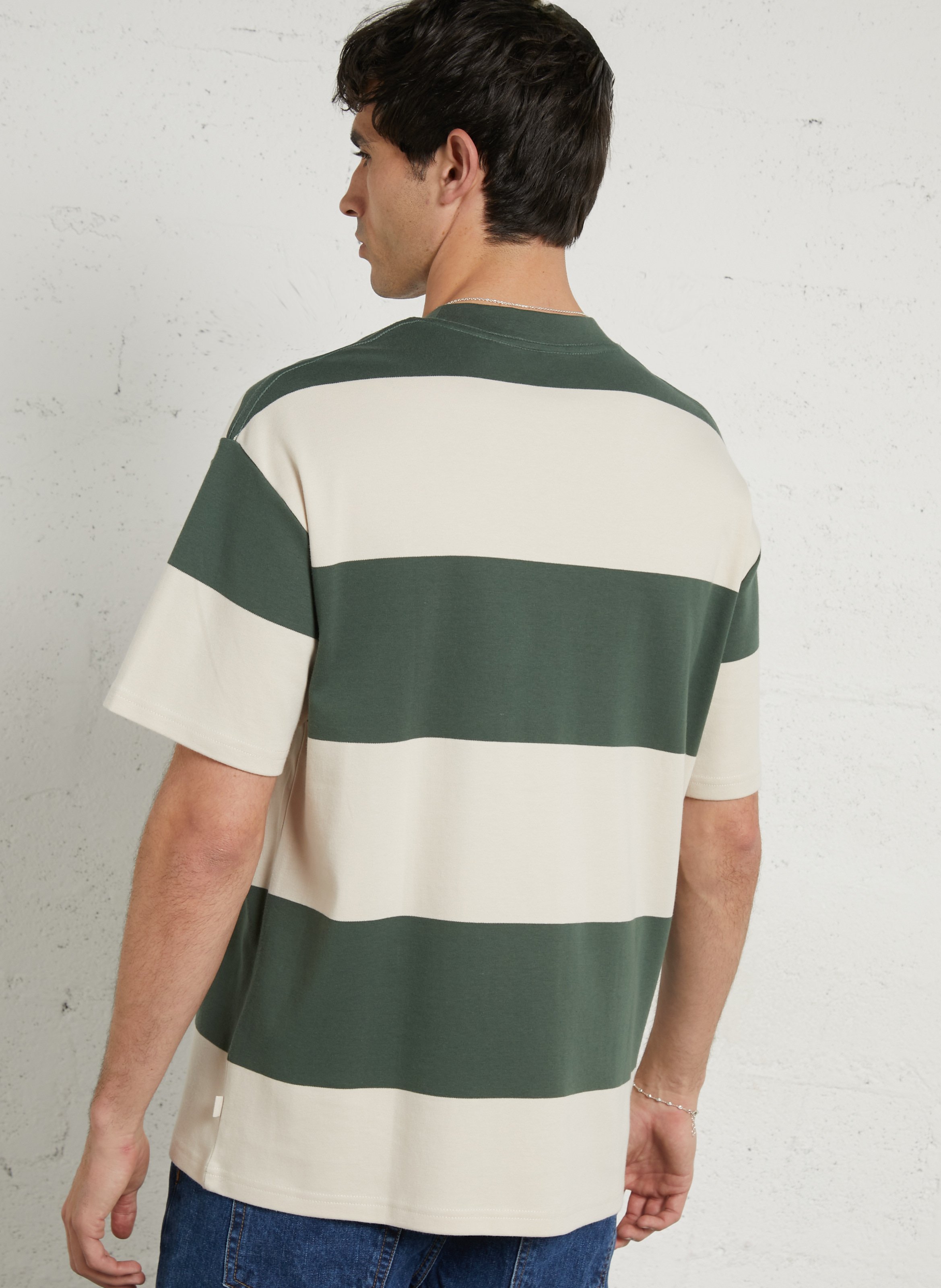 Tee-shirt manches courtes rayé en coton SOLID Vert