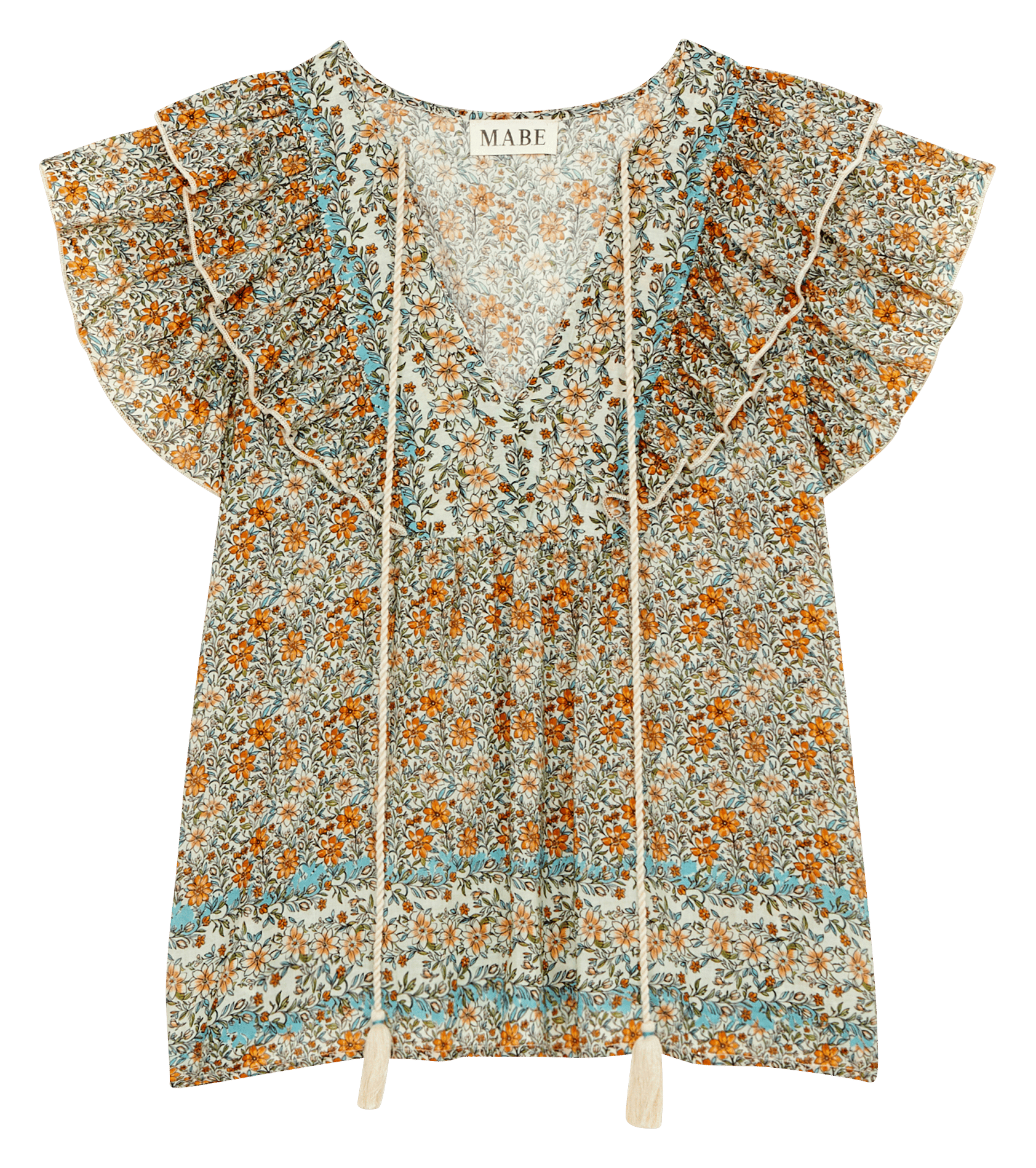 Top droit col V en coton imprimé M.A.B.E Multicolore