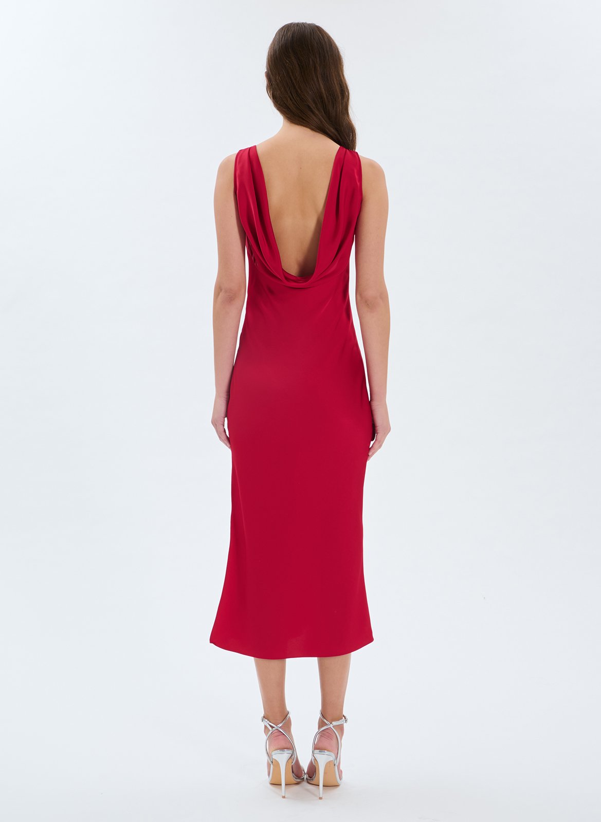 Lange jurk met boothals ZAPA Rood