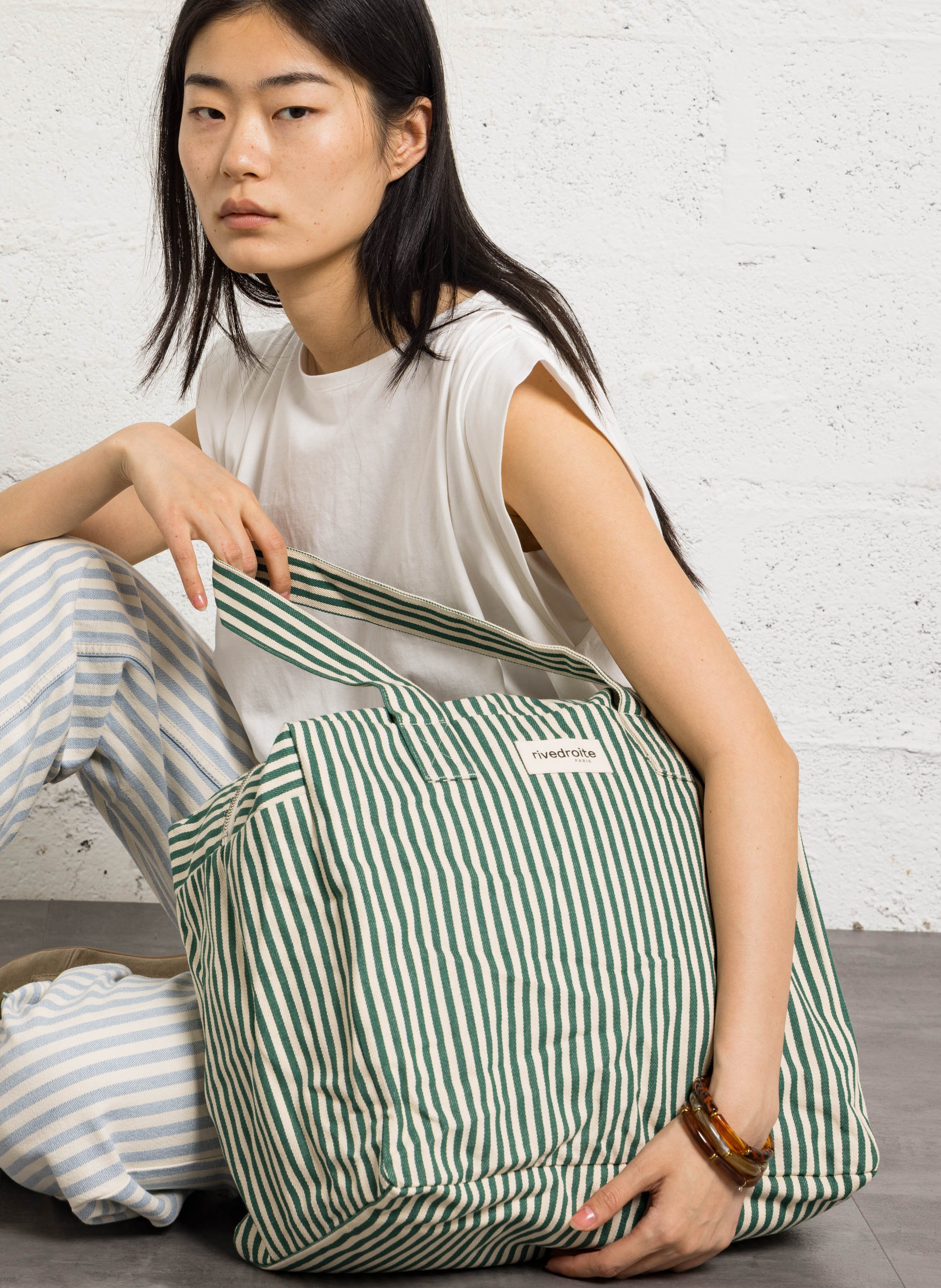 Sac week-end en coton recyclé imprimé RIVEDROITE PARIS Multicolore