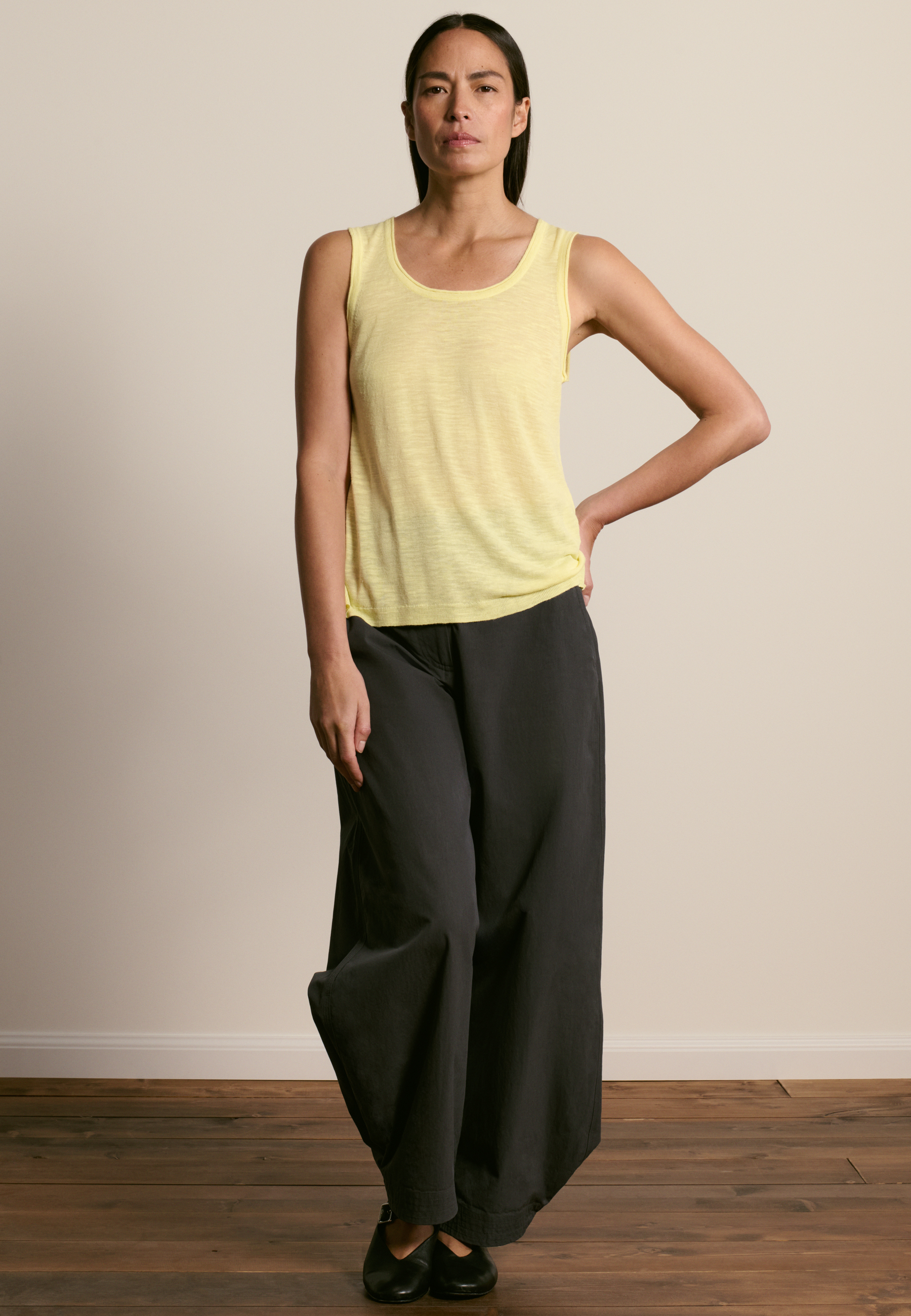 Débardeur en lin flammé MAISON MONTAGUT Jaune