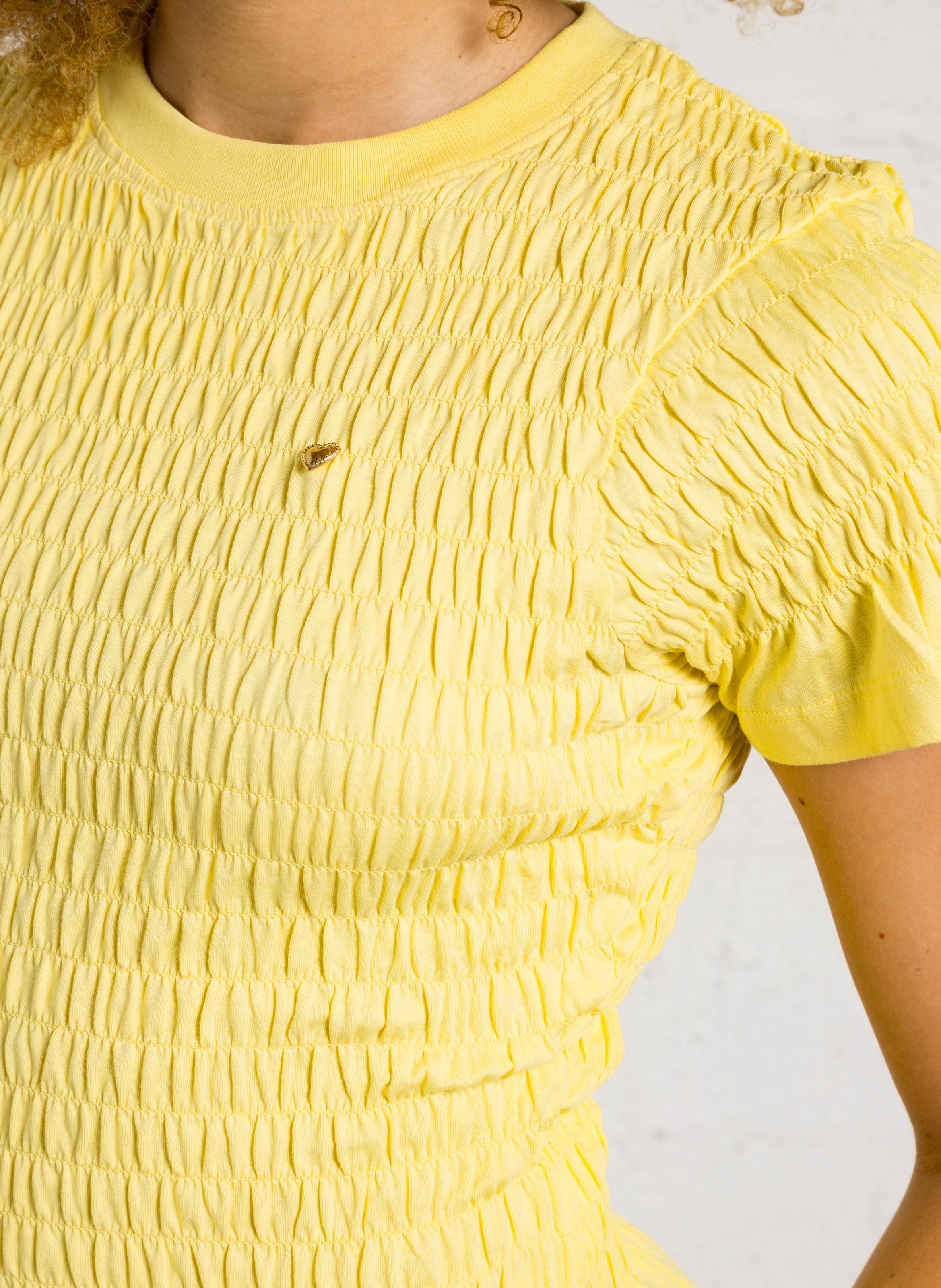 T-shirt van biokatoen met ronde hals FABIENNE CHAPOT Geel