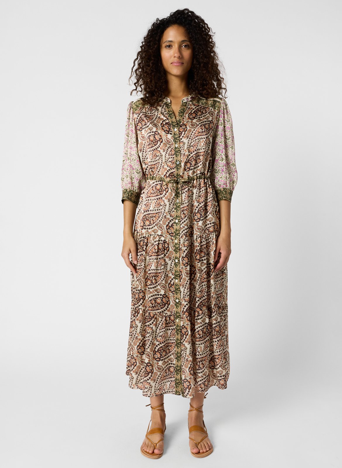 Langes Seidenblumenkleid GERARD DAREL Schwarz