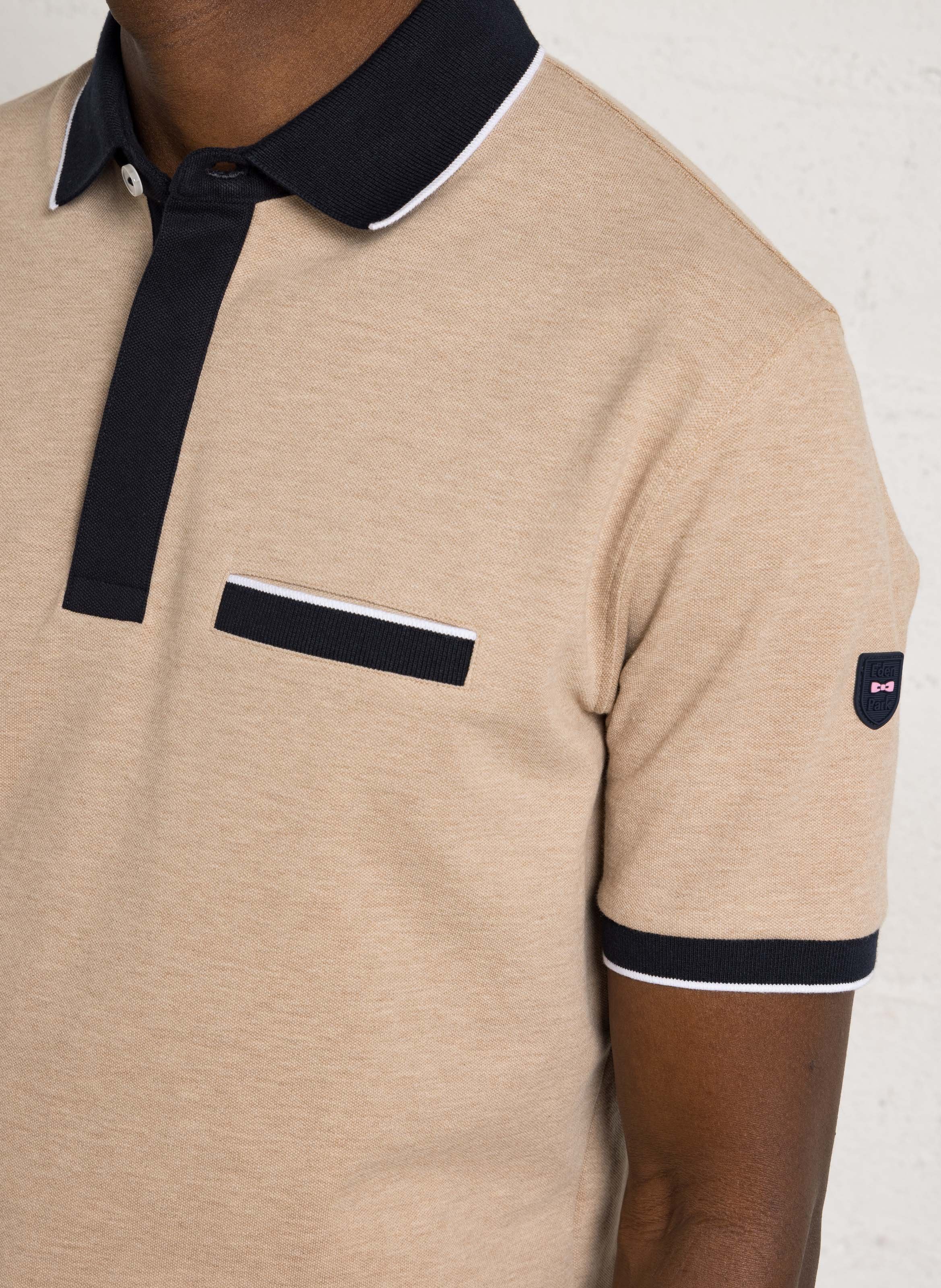 Gerade geschnittenes Poloshirt aus Baumwoll-Mix EDEN PARK Beige
