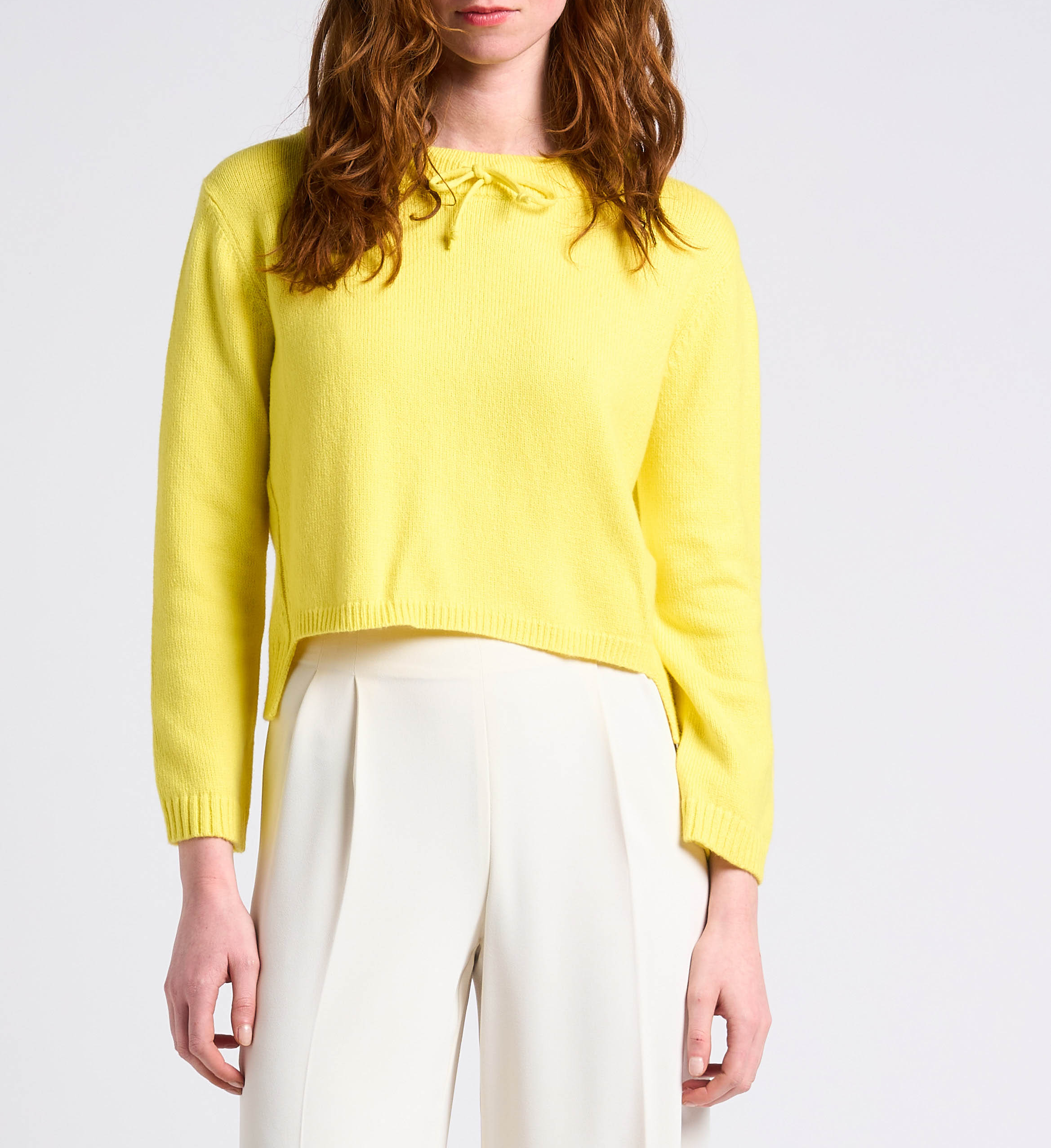 Kurzer Rundhalspullover aus Baumwoll-Mix MAX&Co. Gelb