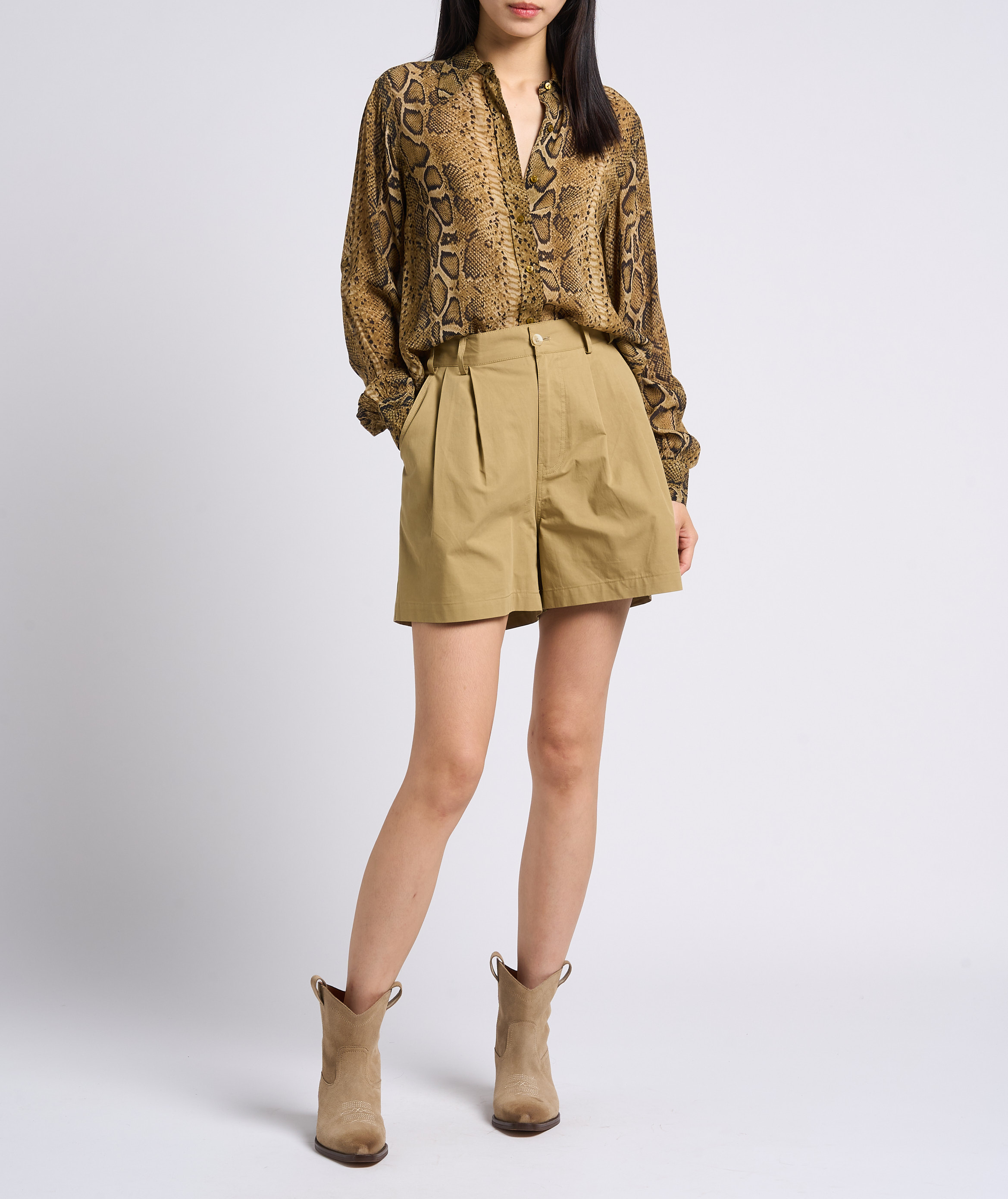 Chemise col classique imprimé python SWILDENS Beige